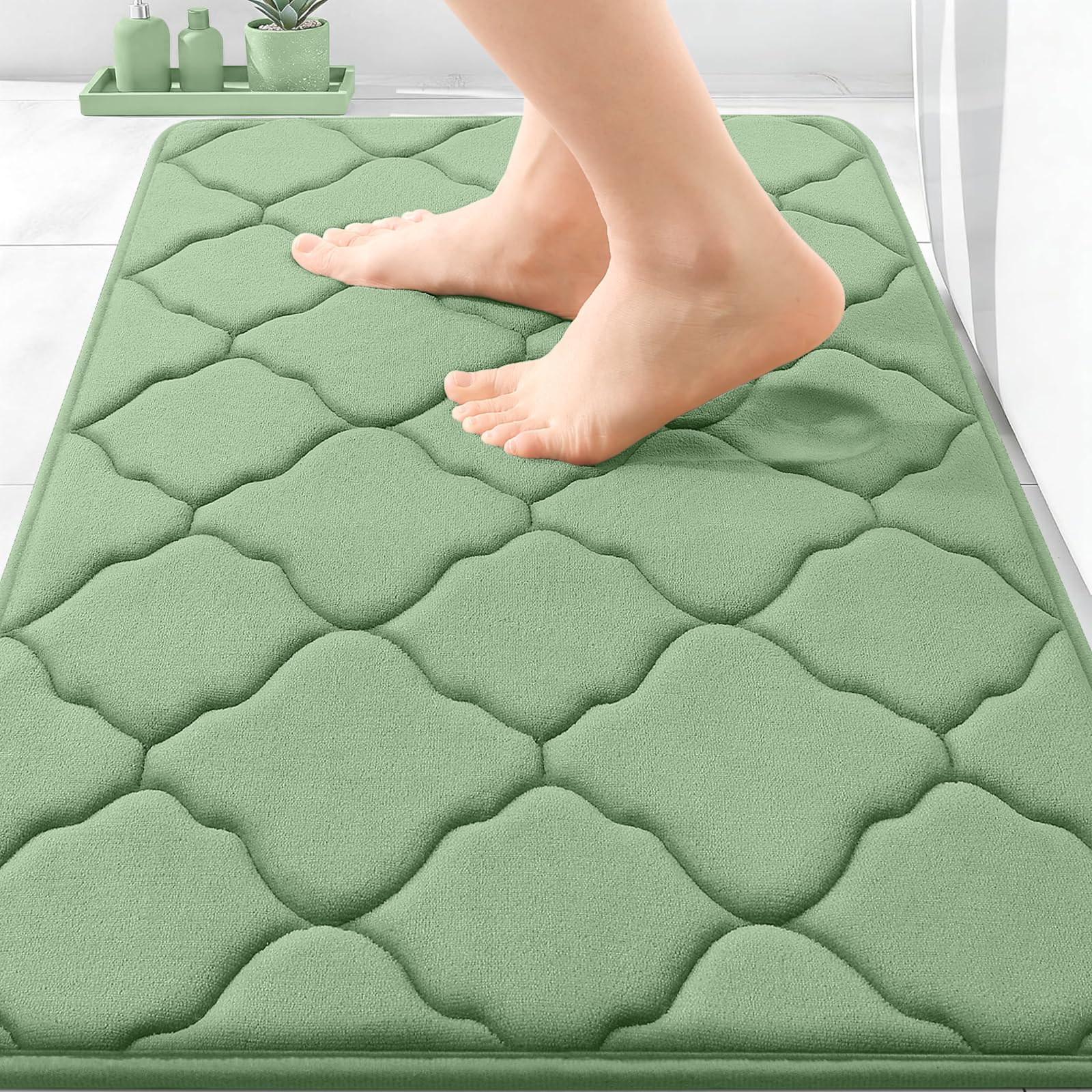 OLANLY Memory Foam Bath Mat Rug 30x20, Ultra Soft and Absorbent Bathroom Rugs, Non-Slip, Comfortable, Machine Washable Bath Carpet for Bathroom Floor,