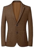 Mens Herringbone Tweed Blazer Vintage Wool Blend Sport Coat Jacket 2 Button Casual Wedding Groomsmen Prom Suit
