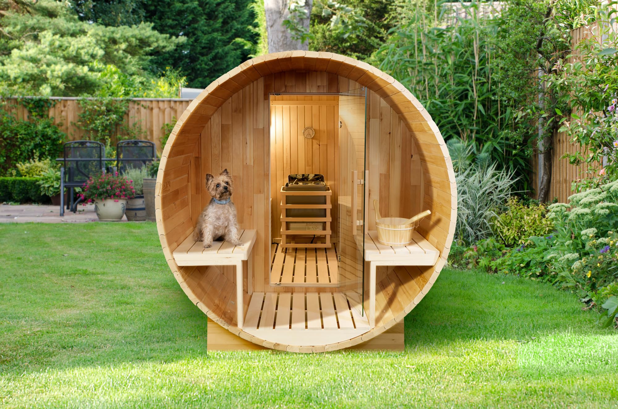 GLOBAL RELAX DHARANI S6 Sauna extérieur vapeur 6 personnes Radio USB Bluetooth