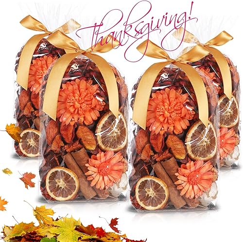 4 piezas de popurrí de otoño - Bolsa de relleno decorativa de flores secas mixtas de 24 onzas, popurrí perfumado para centros de mesa de Acción de