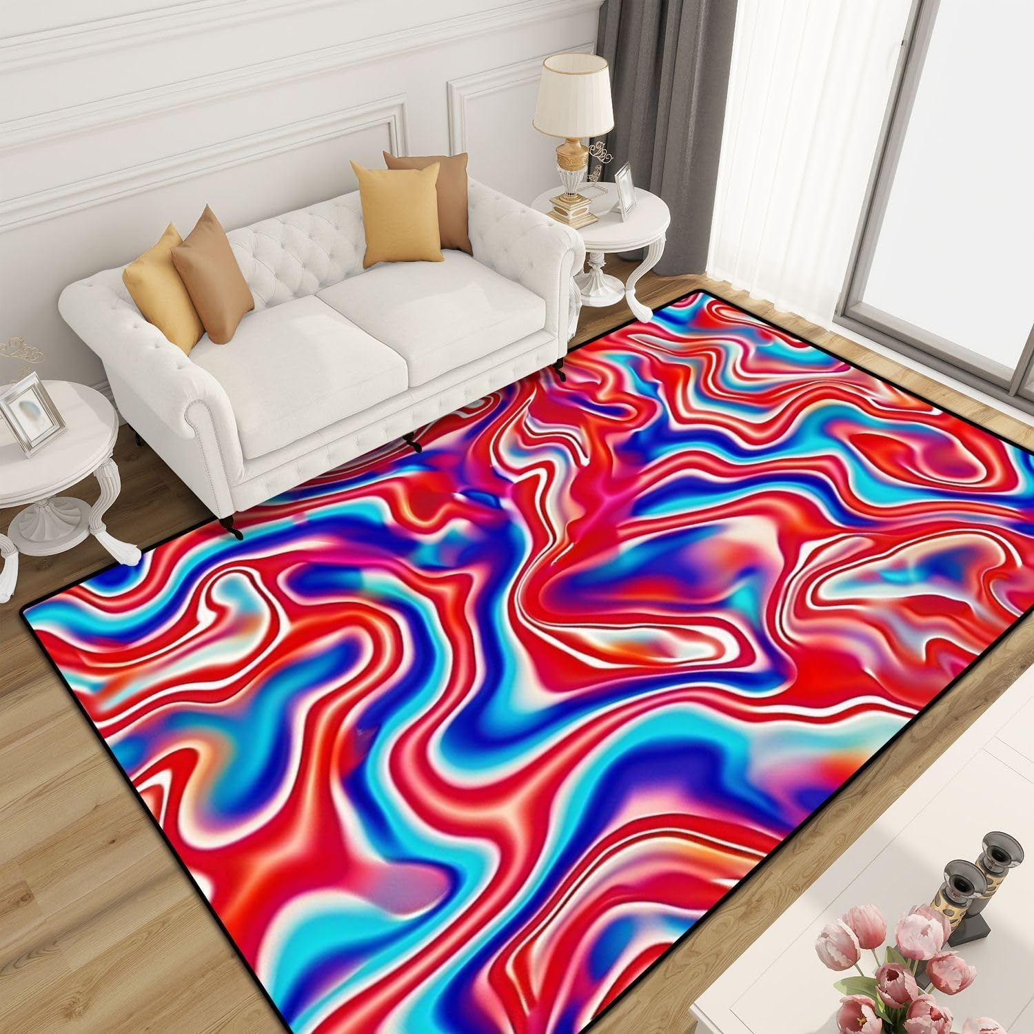 Tapis antidérapant enfant au design géométrique 3D pour un salon moderne