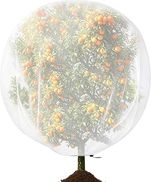DECOHS Garden Plant Shade Cover with Drawstring, 8.2 x 6.5 Ft Garden Shade Cloth for Plant, White Non-Woven Fruit Tree Shade Protection for Protect Plants from Direct Sunlight