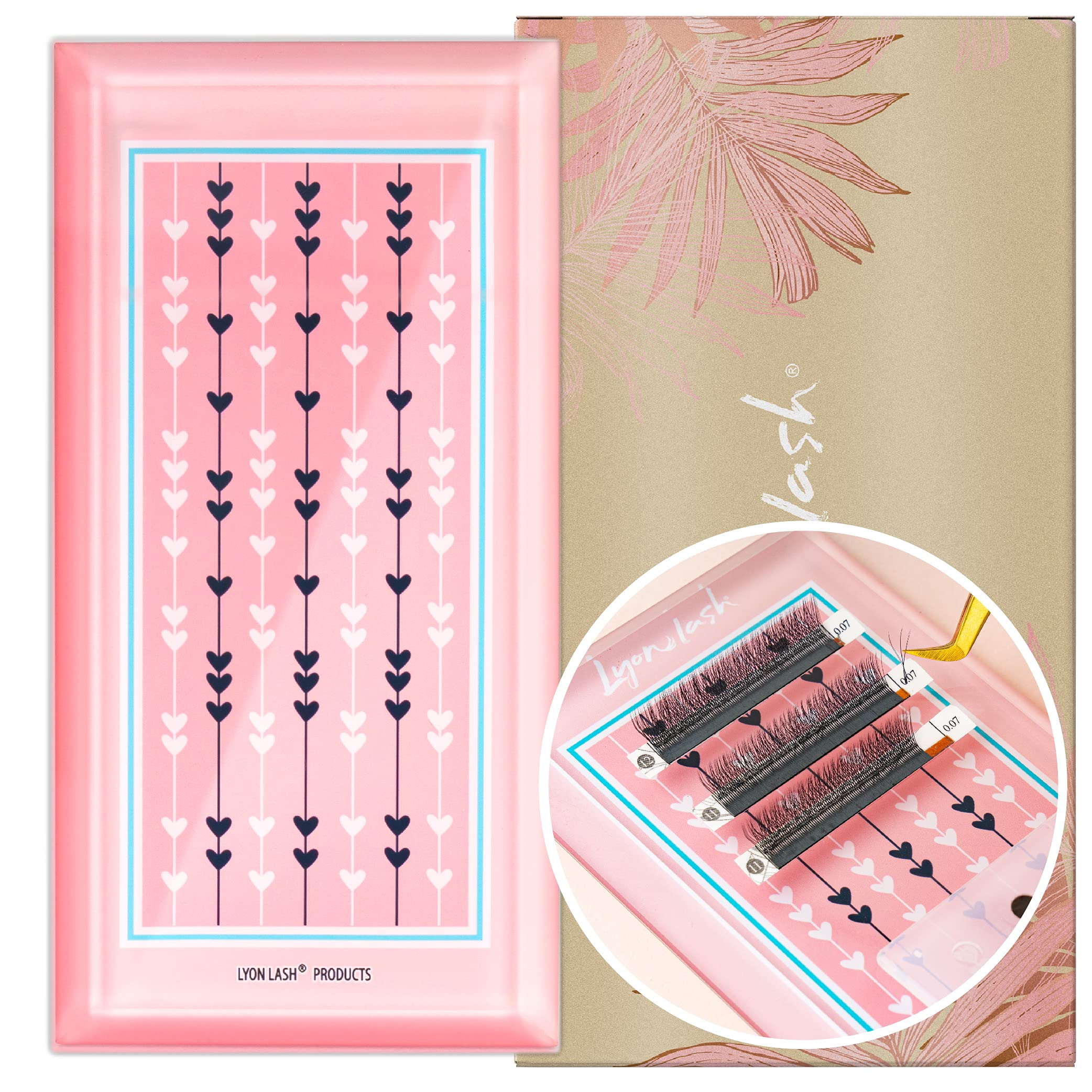 Lyon lashGlass Lash Tile & Adhesive Holder for Eyelash Extensions | Reusable Lashes Palette 3.2"x6.3"x0.4" for Classic & Volume Lashing | Eyelash Extension Supplies