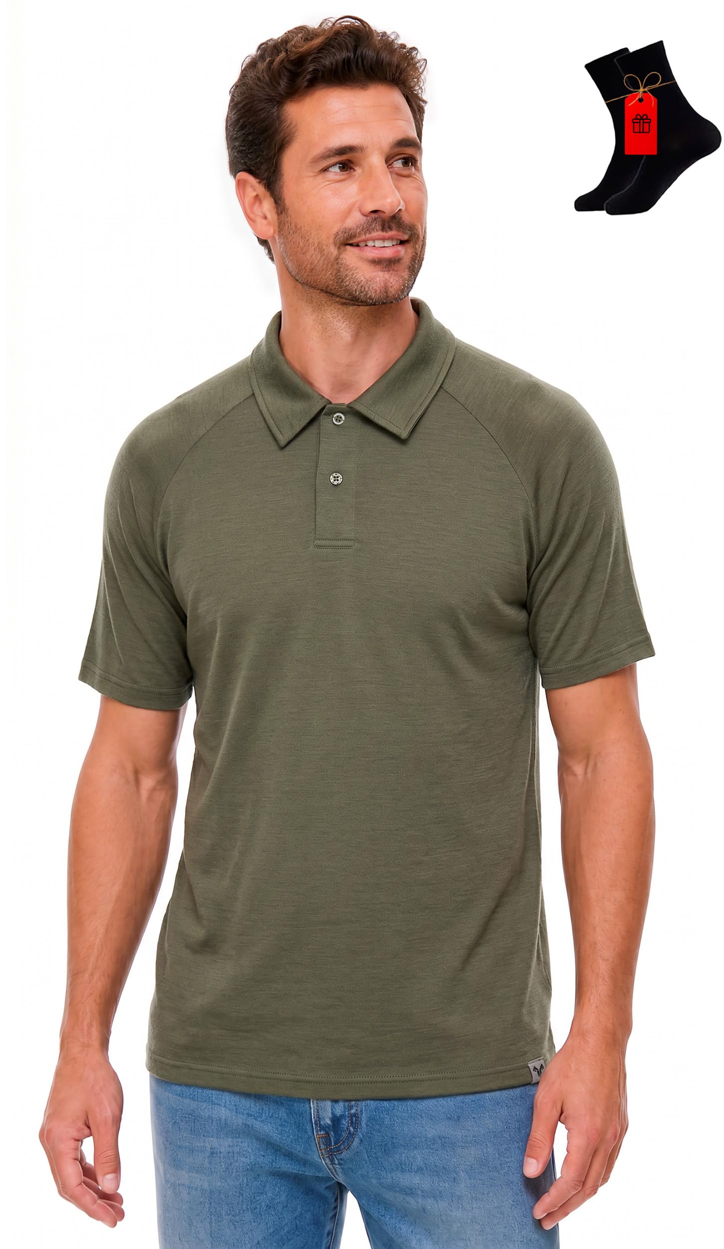 Herren-Poloshirt aus Merinowolle, 100 % Merinowolle, kurzärmelig, feuchtigkeitsableitende Basisschicht