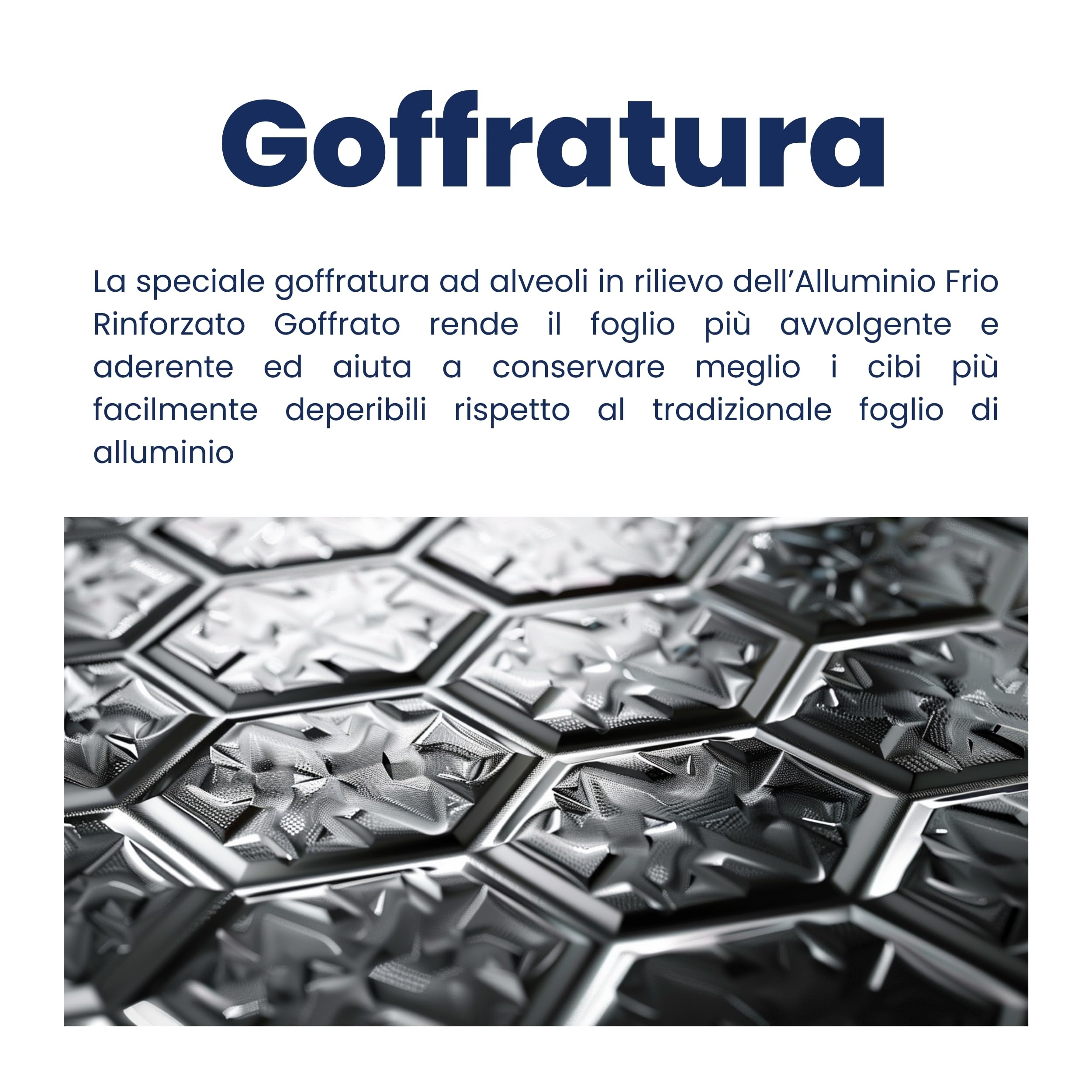 FRIO - Set con 3 rotoli Alluminio alimenti Goffrato, 16 metri rinforzato, totale 48 metri, per cucinare, per cucina professionale, meno sprechi, duttile, passa dal gelo al frigo al forno