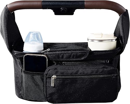Miniatura 2 de MAMAZING Organizador universal para cochecito con portavasos aislado, bolsa de teléfono desmontable y correa de hombro, se adapta a Uppababy, Nuna