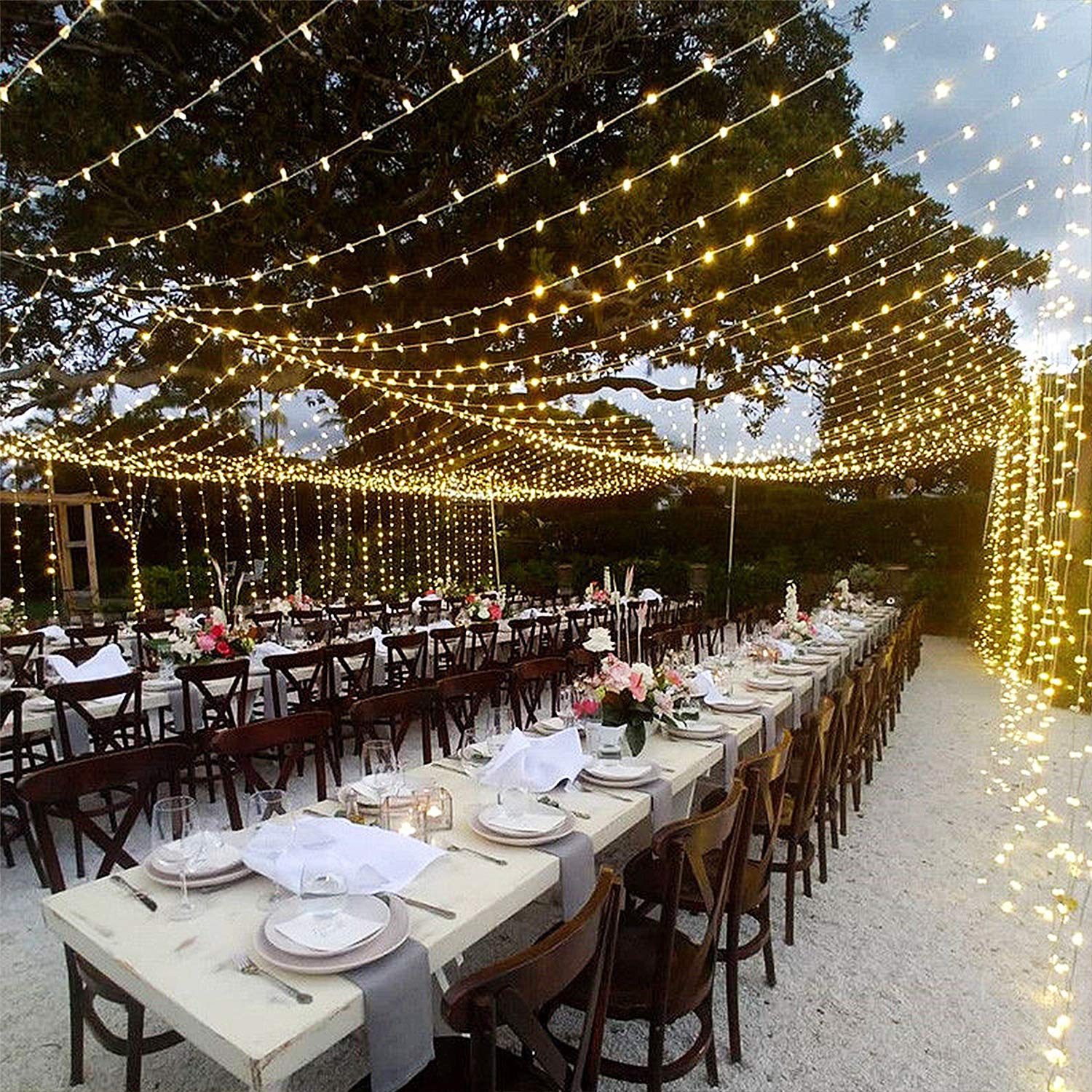 FIVMEN Cadena de luces solares para exteriores, 100 m, 1000 LED, resistente a la intemperie, resistente al agua, IP44, con panel solar y USB, decoración navideña, iluminación para exteriores, blanco