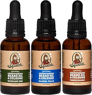 Conditioning Beard Oil & Cologne 3 Pack - Natural Men's Beard Oil Gift Pack - Nourish & Moisturize - Long Lasting Scent - Fireside Bourbon, Glacial Falls, Woodland Pine
