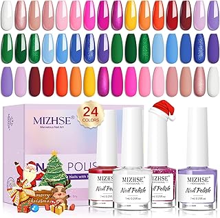 MIZHSE Quick Dry Nail Polish Set, 24 Colors Regular Nail Polish Non Gel,...