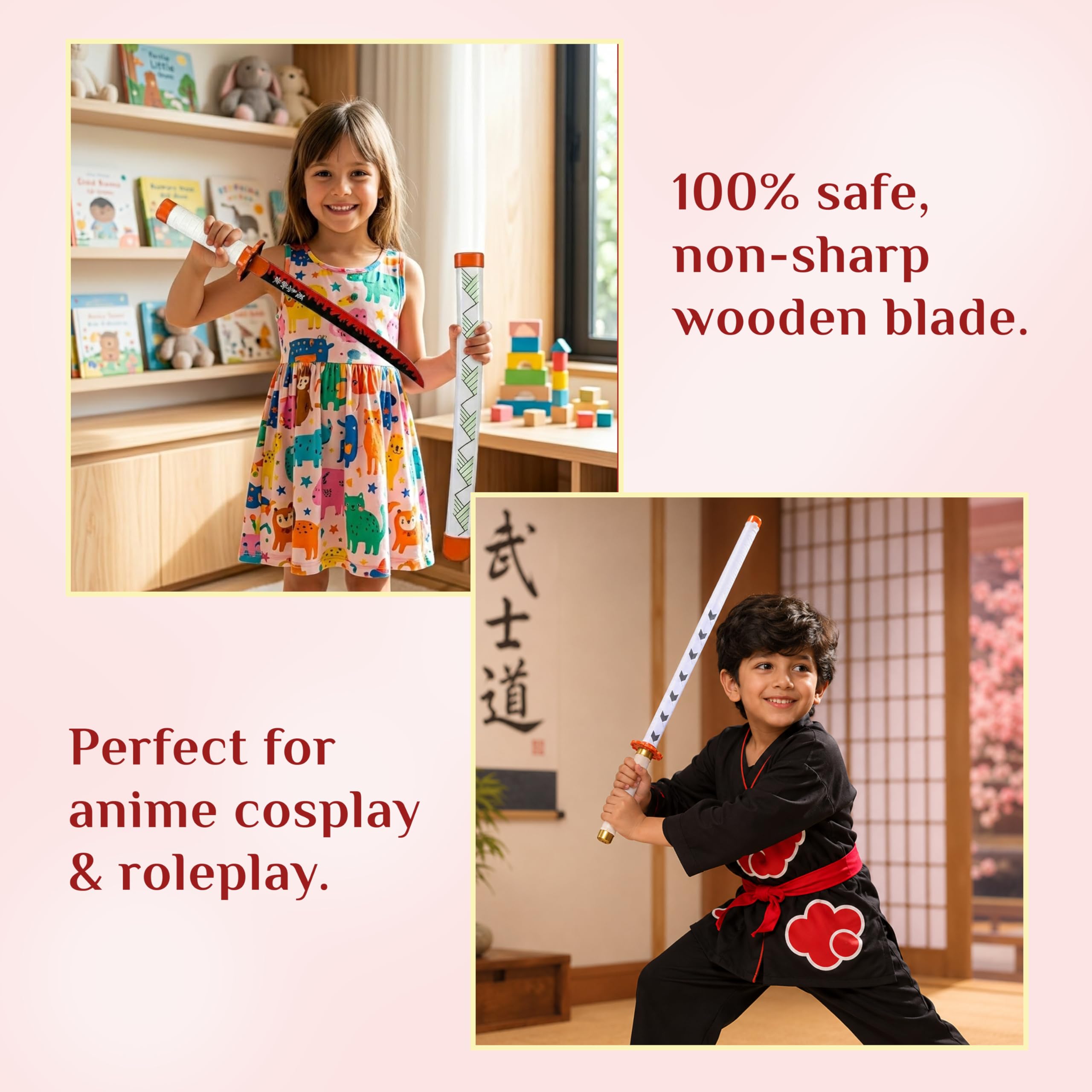 BAKA Demon Slayer Character Katana 42cm | Kyojuro Rengoku Style Anime Sword with Sheath | ABS Blade Practice Sword | Lightweight Cosplay Prop, Role Play & Display Collectible for Kids & Teens 3