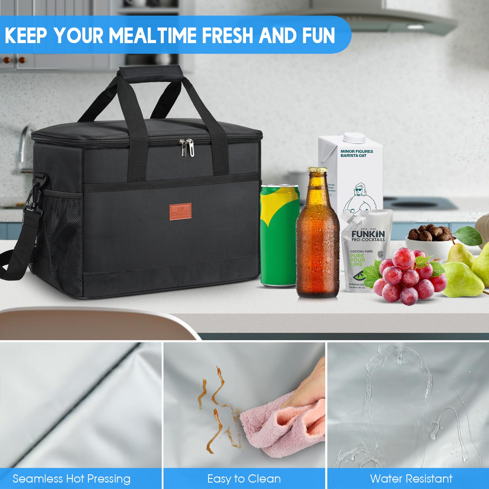 Grande borsa termica termica da 30 l, borsa termica da picnic, borsa termica per il pranzo, borsa termica impermeabile per campeggio, picnic, barbecue, viaggi e attività all'aperto in