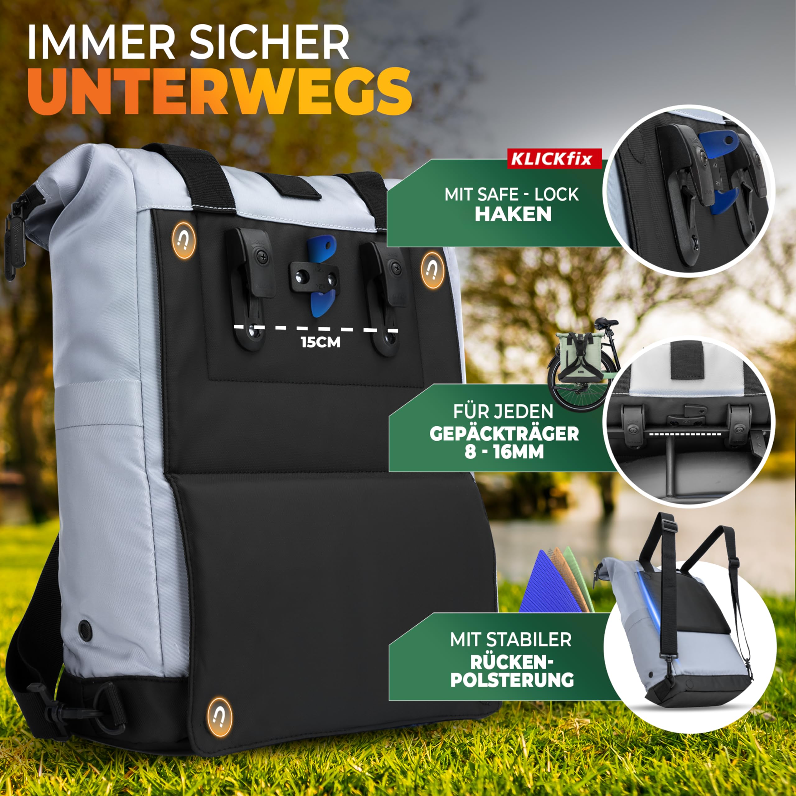 MIVELO Fahrradtasche für Gepäckträger - Fahrradrucksack Damen aus wasserabweisendem Material - Gepäckträgertasche hinten