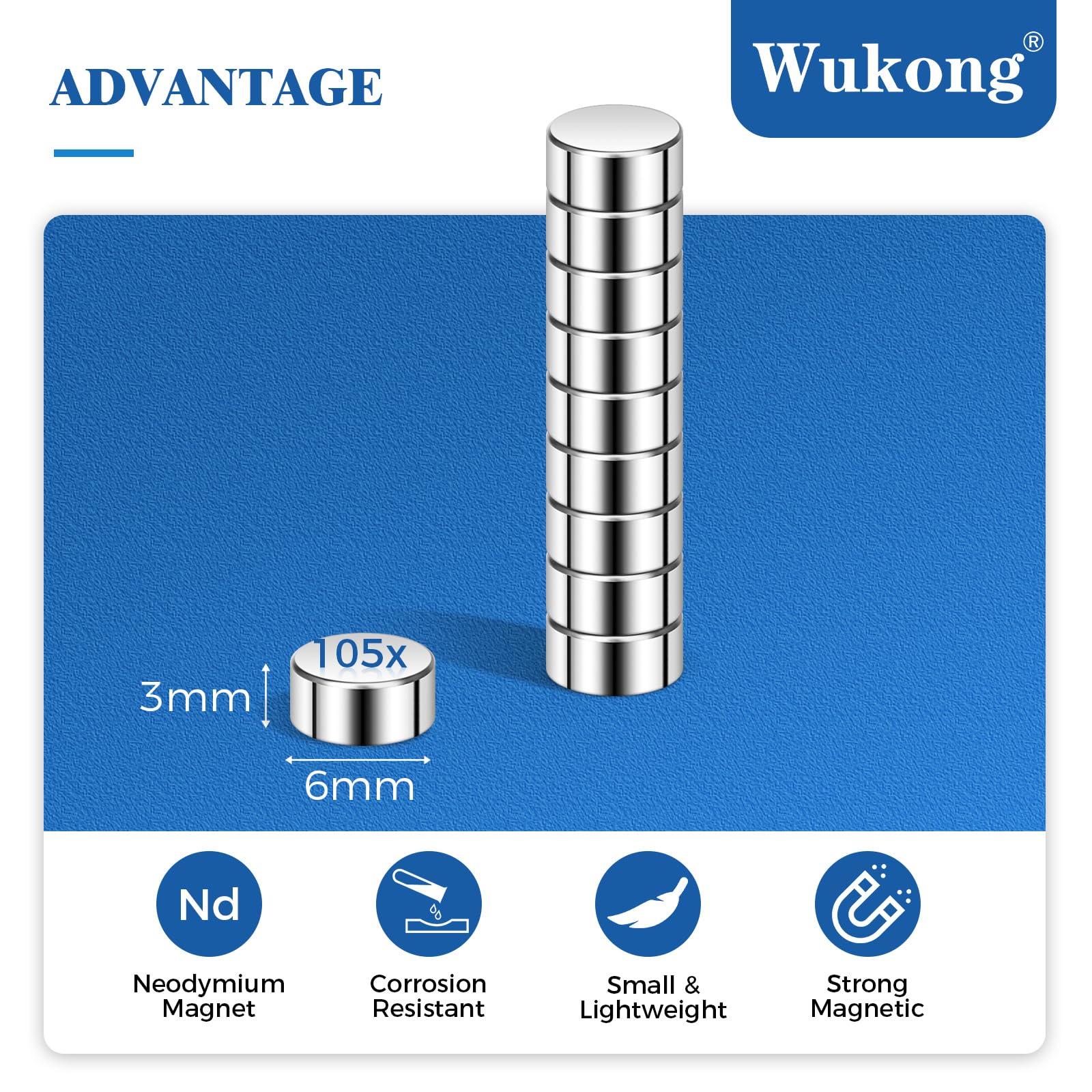 Wukong Mini Imanes de 6 x 3 mm, Paquete de 100 Pequeños Imanes Redondos para Manualidades y Bricolaje