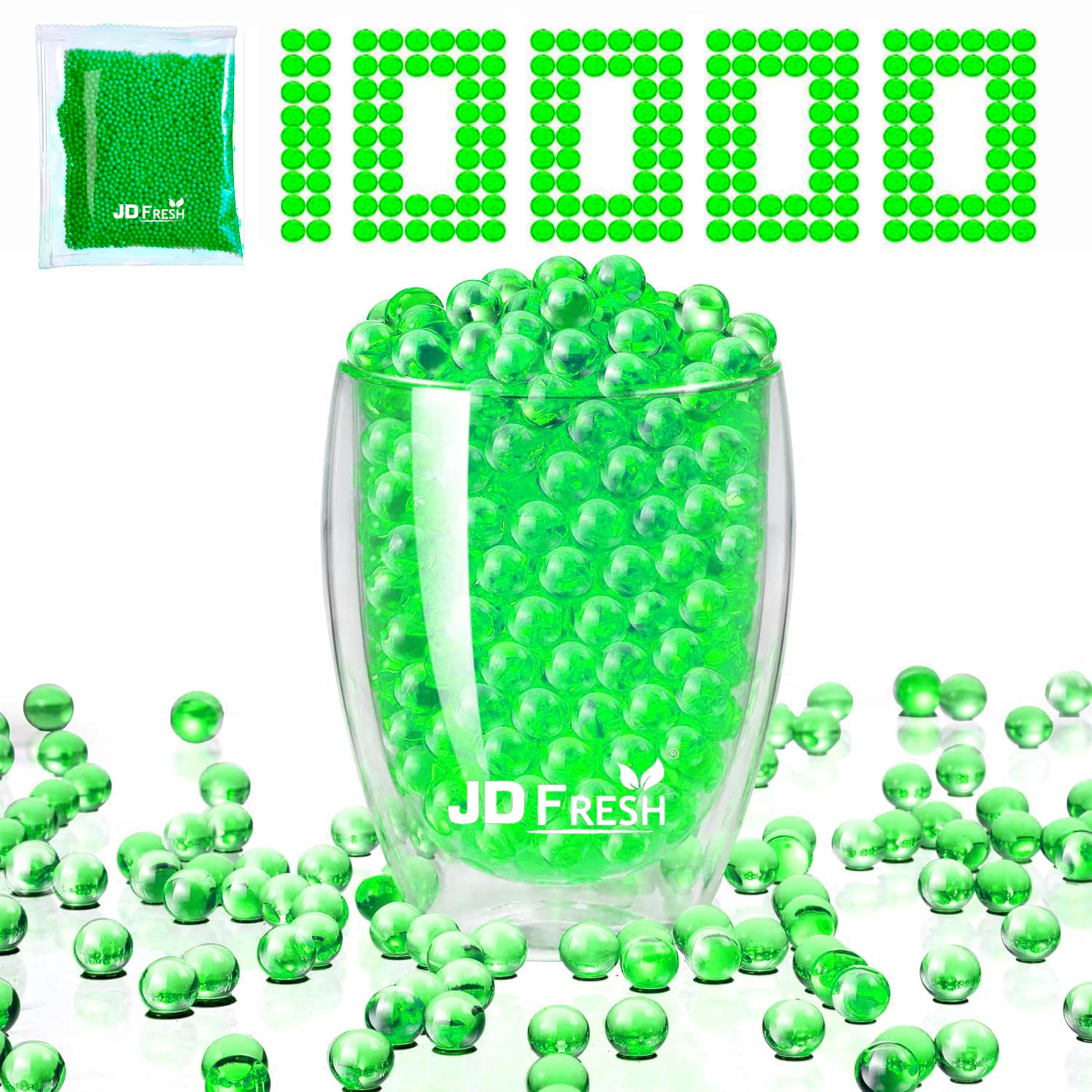 JD FRESH Ammo Gel Bullets/10000 Gel Balls/7-8 MM Water Beads for Gun/Refill Bullet for Kids/Boys/Girls/Age 5-15+/Non-Toxic and Biodegradable/Balls for Transparent Vase as Home Decor(Light Green)
