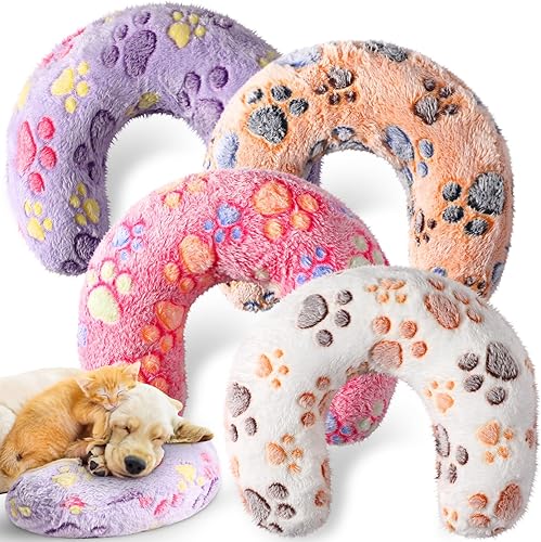 Miniatura 7 de 4 almohadas para gatos, cachorros, almohada suave para gatos, almohada mullida para mascotas, juguete calmante para mascotas, medio dona, en forma