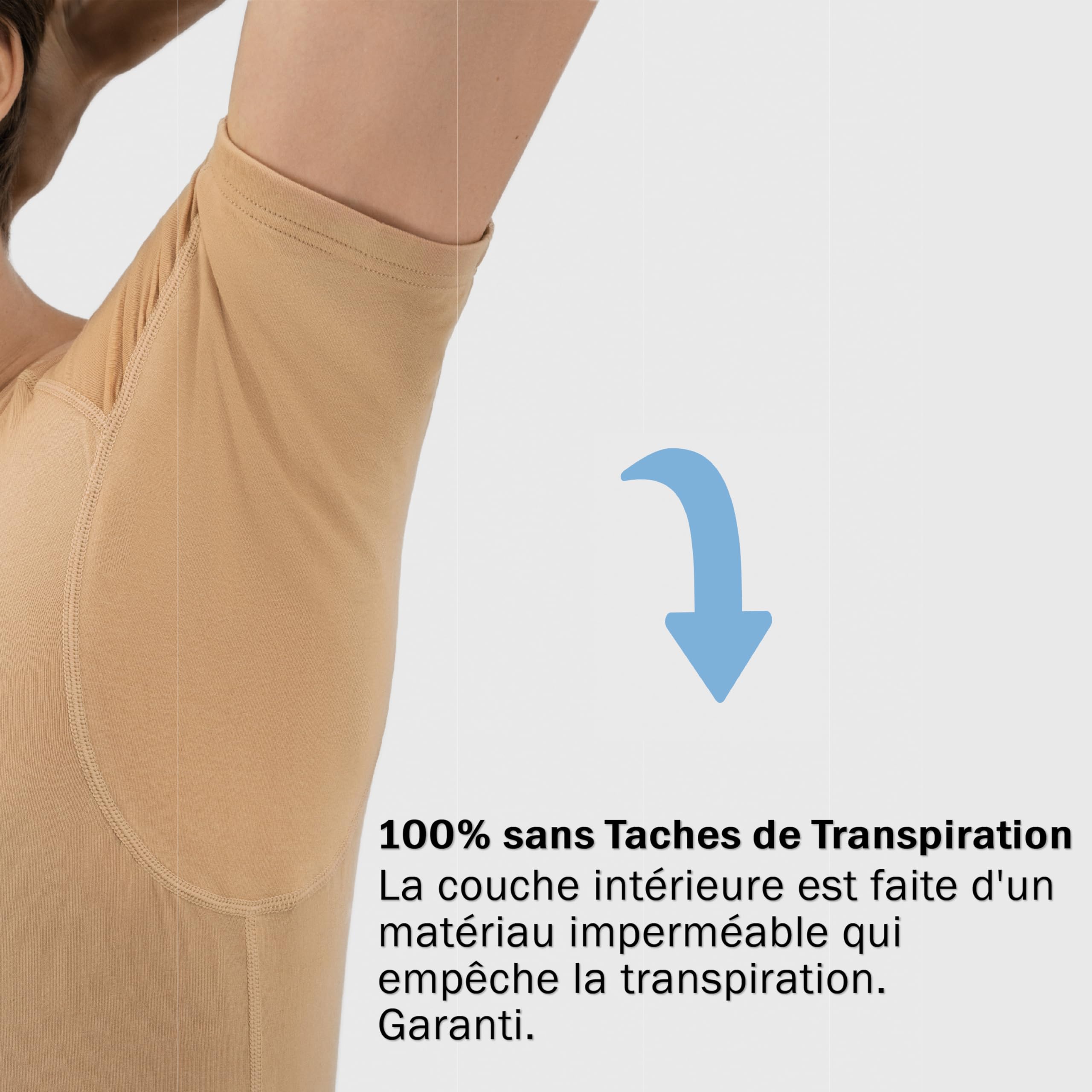 Chemise Anti-Transpiration - T-Shirt Anti-Taches de Transpiration - Maillot de Corps Anti-Transpiration - avec ArmPads Pro et Traitement argenté - Homme - Col en V