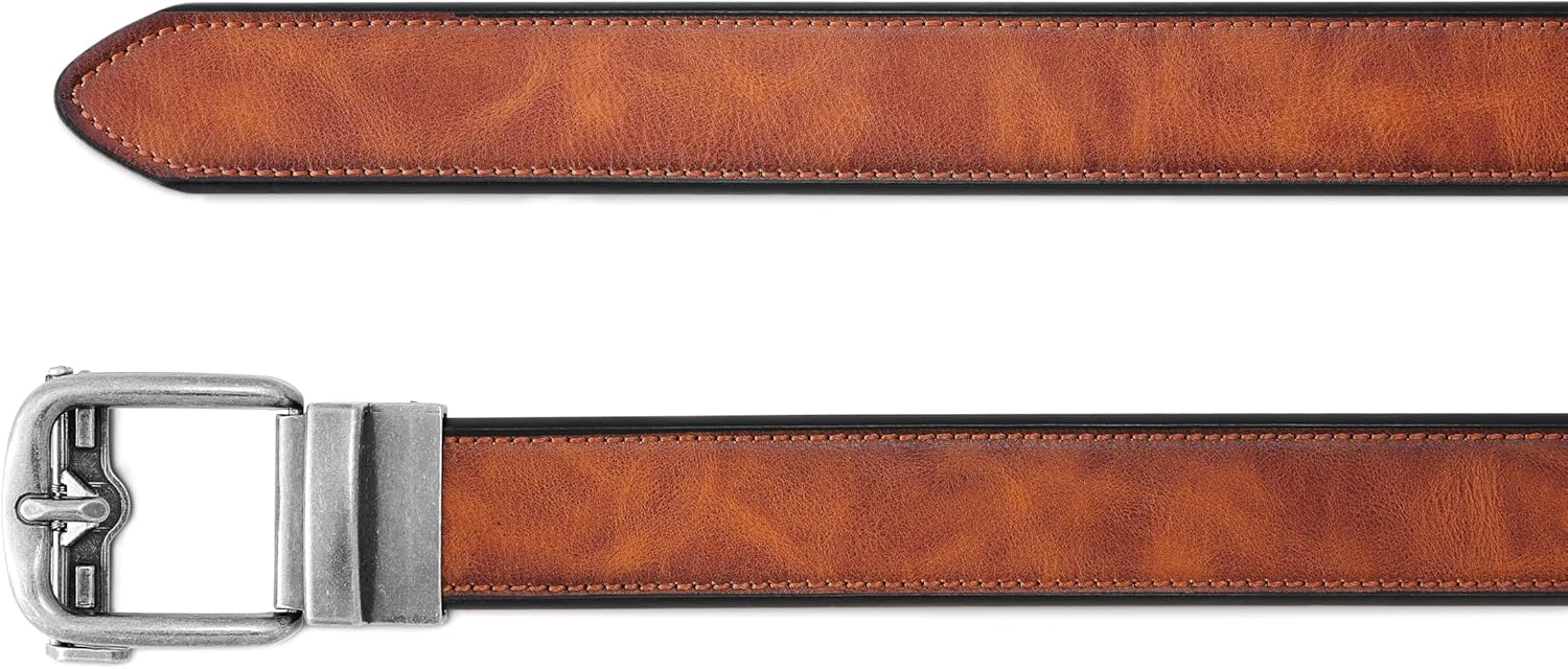 MILORDE Men's Ratchet Leather Belt for Casual Golf Dress Pants Shirts, Adjustable Fit, Comfortable and Easy To Use （35mm） - Image 4