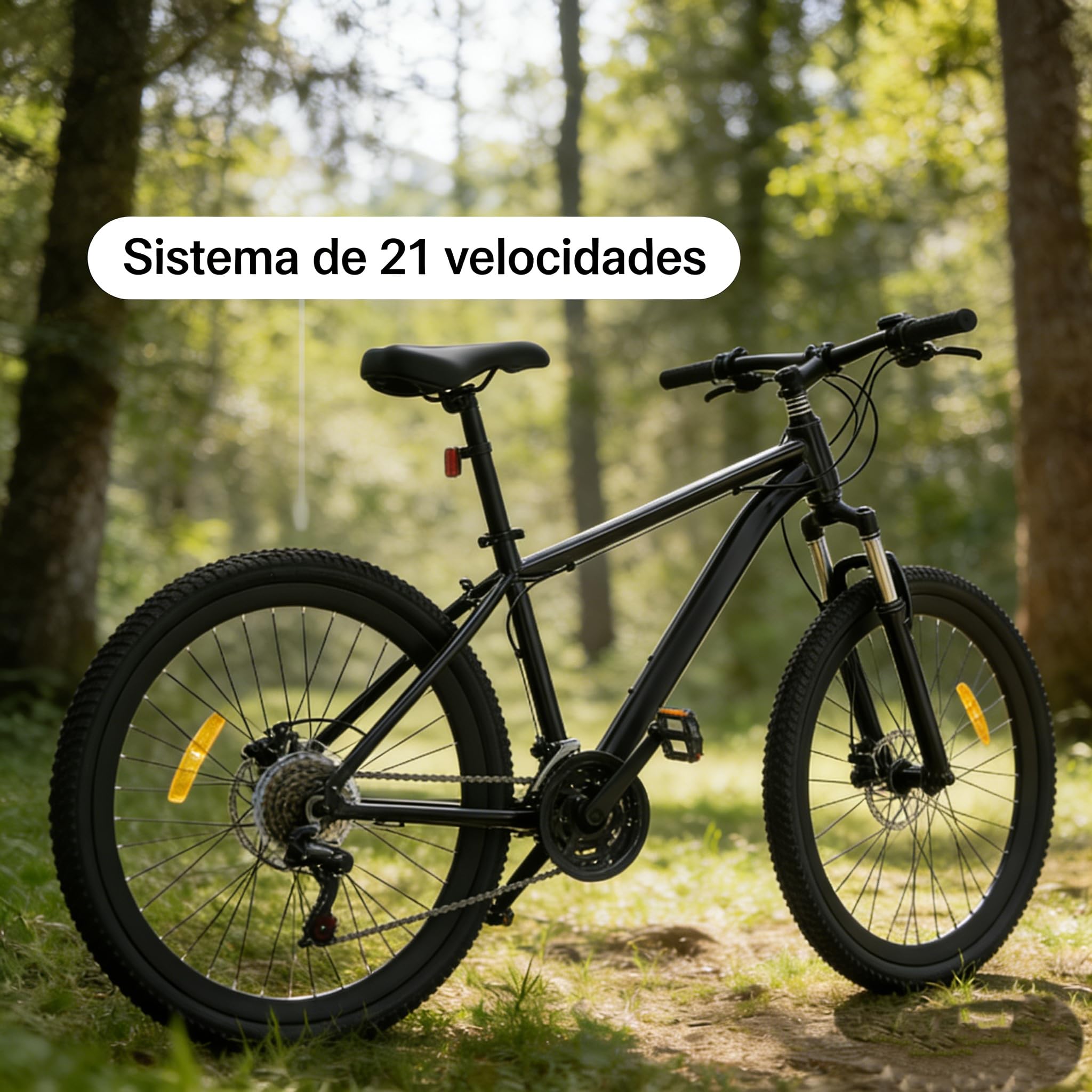 Vélo VTT de 26 pouces avec mécanisme de changement de vitesse à 21 vitesses pour 1,65 à 1,80 m de hauteur, frein à disque, type de suspension de roue avant, jusqu'à 100 kg, pour garçons