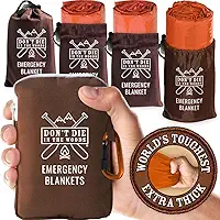 Don't Die In The Woods - Cobertores de emergência mais resistentes do mundo [pacote com 4] Cobertor térmico extra espesso para espaço Mylar – Um dos dez itens essenciais de sobrevivência ao ar livre