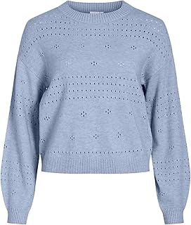 Viril L/S O-Neck Pointelle Knit Top-Noos para Mujer