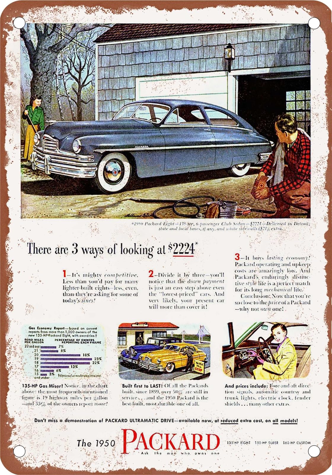 METAL SIGN - 1950 Packard Vintage Ad 05 - Old Retro Rusty Look home decor