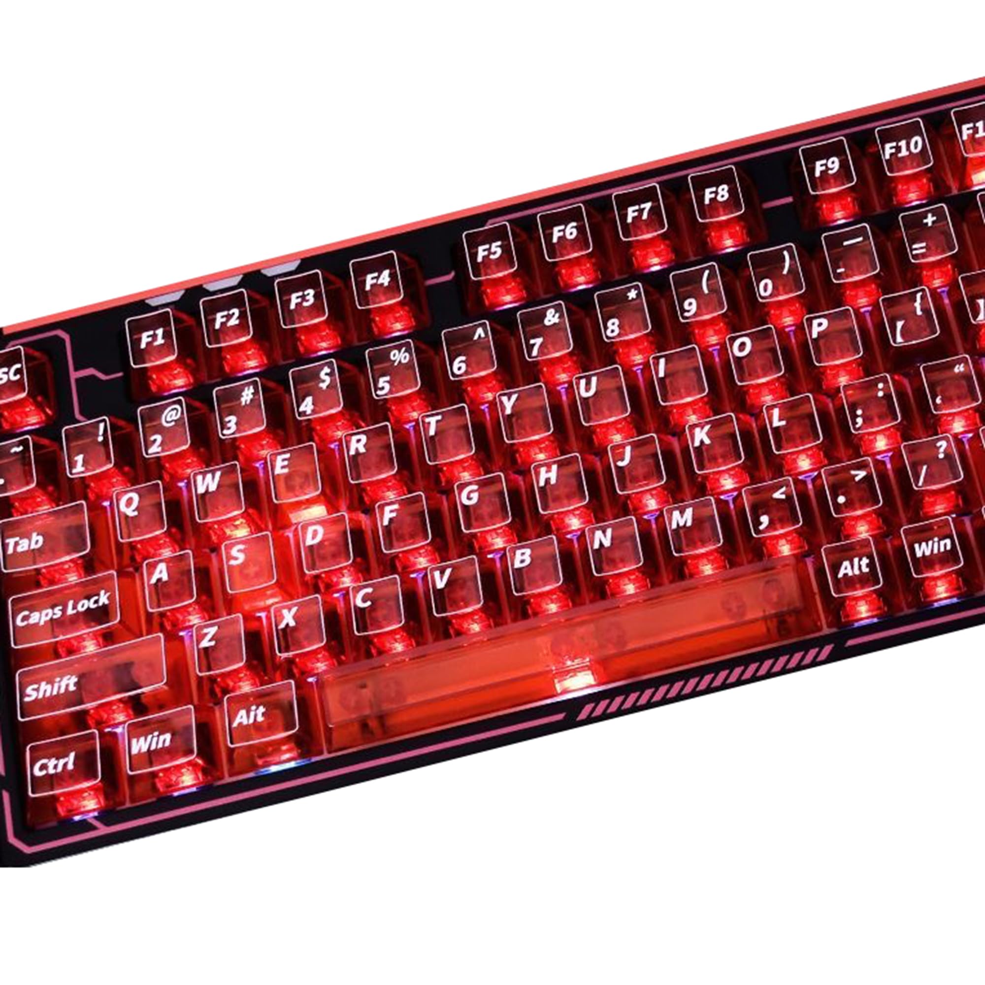Amazon | Mechkeeb 121キー レッド クリア 透明 シャインスルー