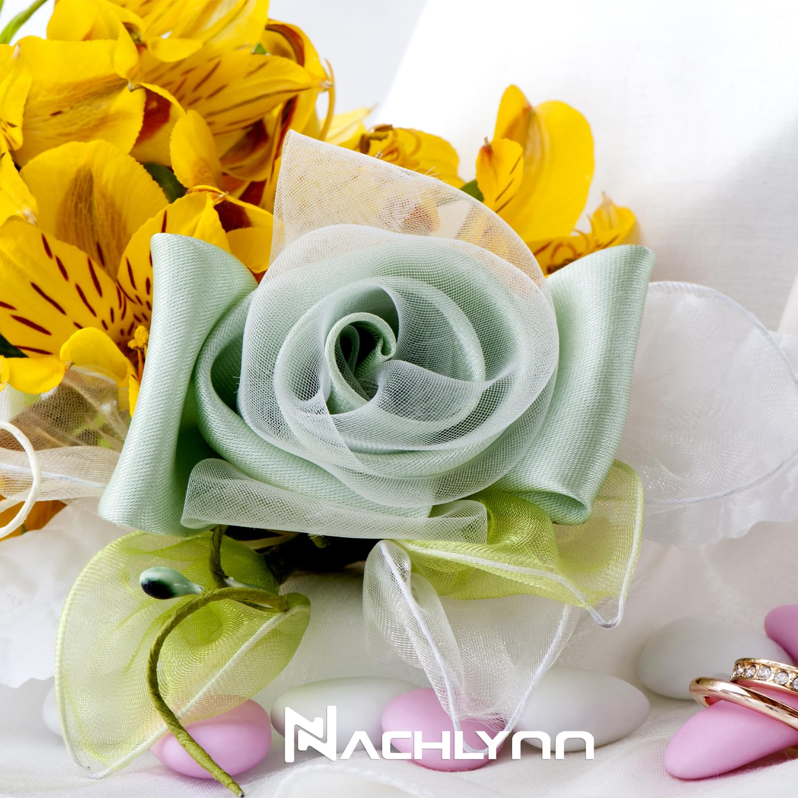 NACHLYNN 150 Yards Rainbow Satin Ribbon Wide Polyester Fabric Ribbon Use for Gift Wrap Wedding Bridal Baby Shower Bows Decor Flower Bouquet Crafts (Green - Image 4