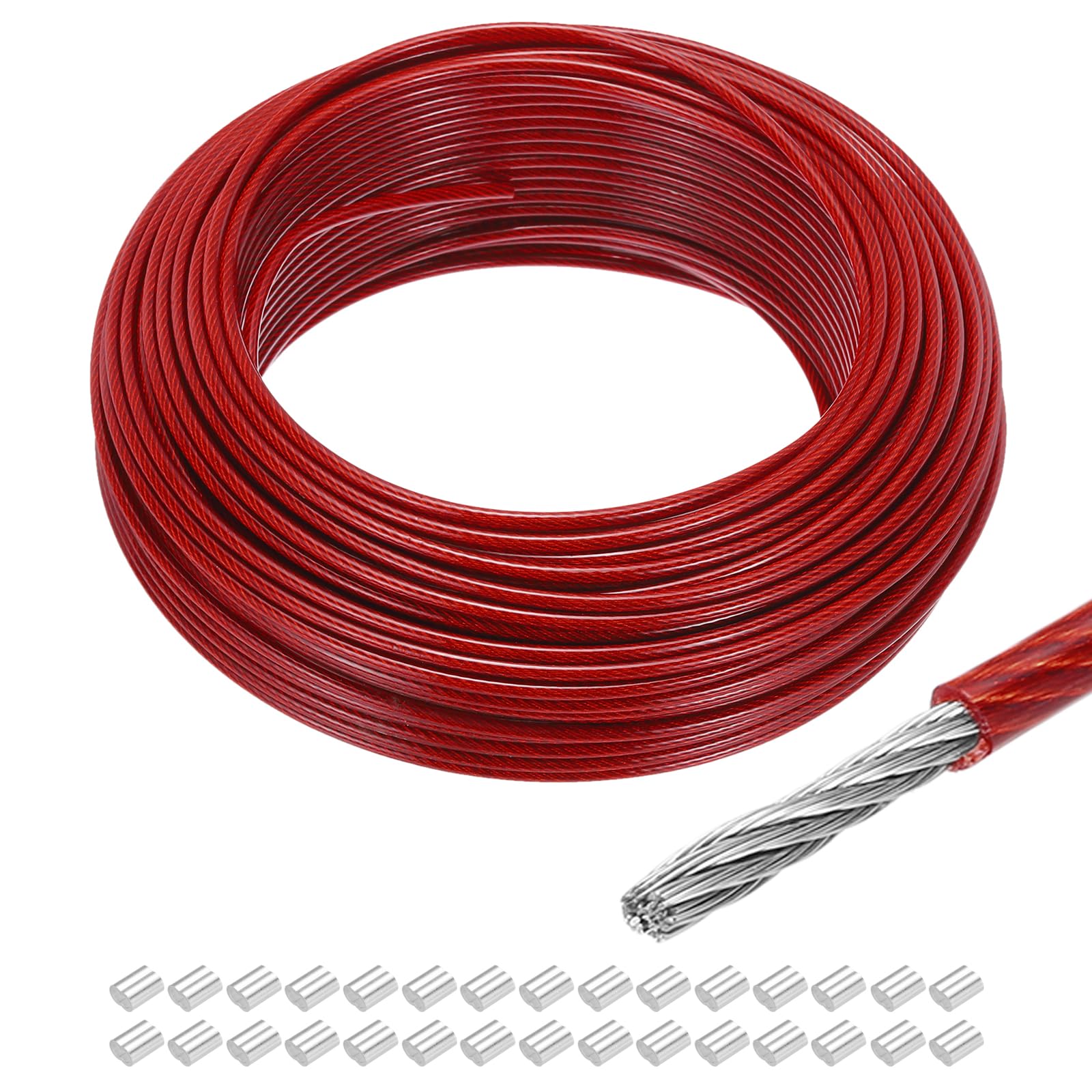QUARKZMAN 30 Piezas 164 Pies 50 Metros de Cable de Acero Inoxidable Rojo
