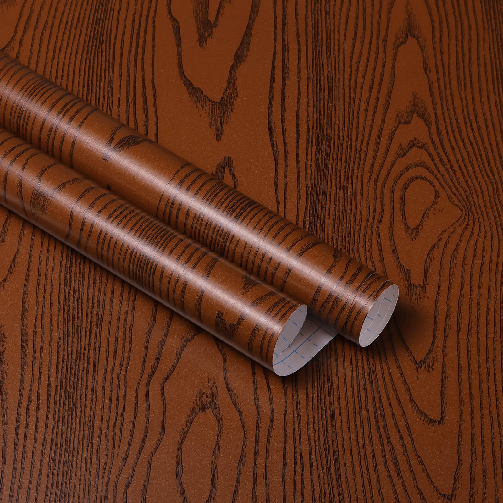 Heroad Brand Wood Grain Contact Paper, Orange Brown with Black Wood Grain Pattern, Orange Wood Peel and Stick Wallpaper Contact Paper for Cabinets Countertops Waterproof Self Adhesive 78.7”x17.5”