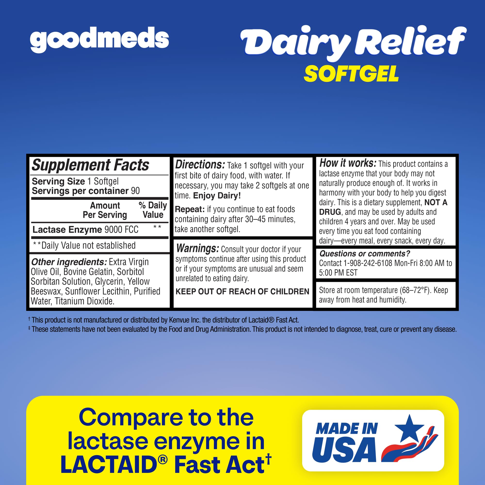 Dairy Relief Lactase Softgels, 90 Count, 9000 FCC Units — Amazon image 7