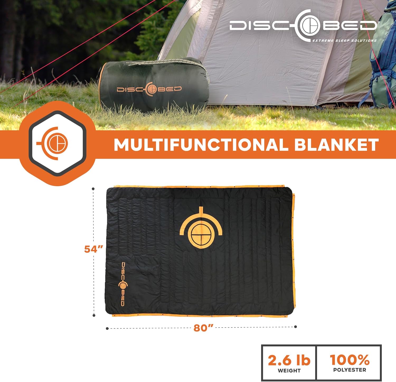 Disc-O-Bed Multifunctional Blanket with Snap Fasteners and Cozy Fleece Interior for Indoors, Picnic, and Outdoor Camping, Black