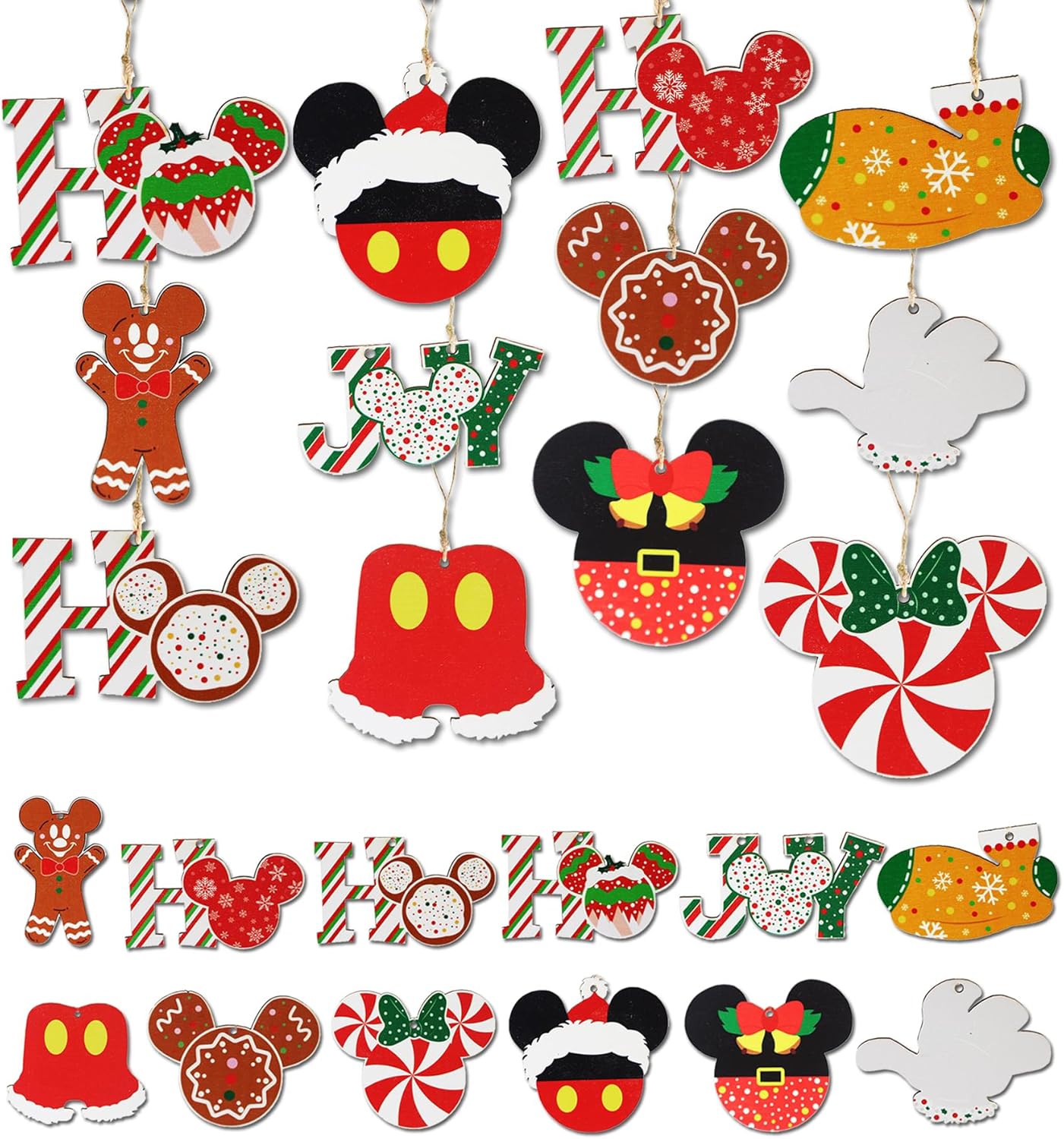 24PCS Colorful Mouse Ornaments for Christmas Tree Decorations, Mouse