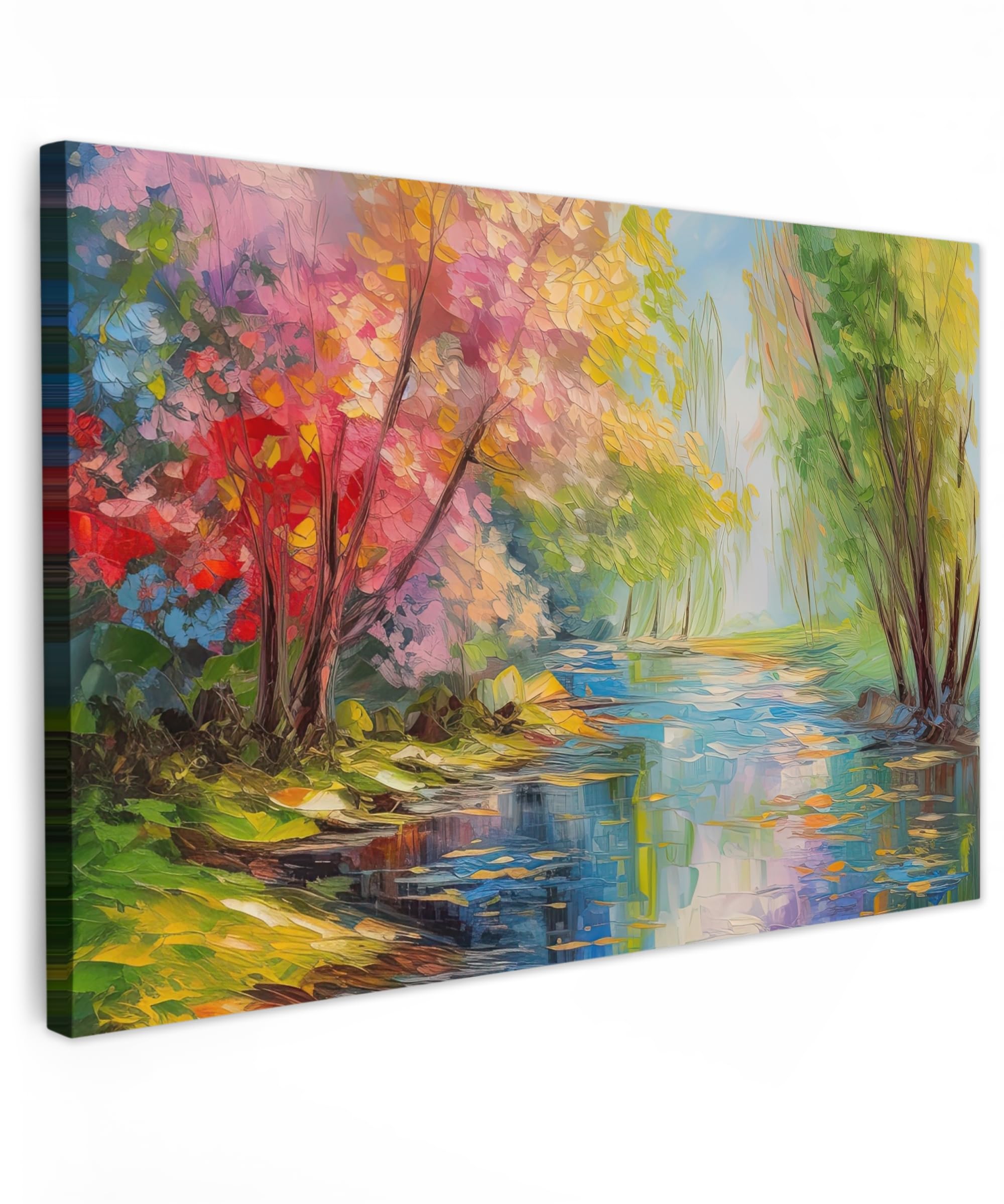 MuchoWow© Leinwand Bilder 90x60 cm Wanddeko Wohnzimmer Aesthetic Room Decor Deko Zimmer Wandbilder Modern Fotogeschenke Kunstdruck - Öl - Landschaft - Natur - Bunt