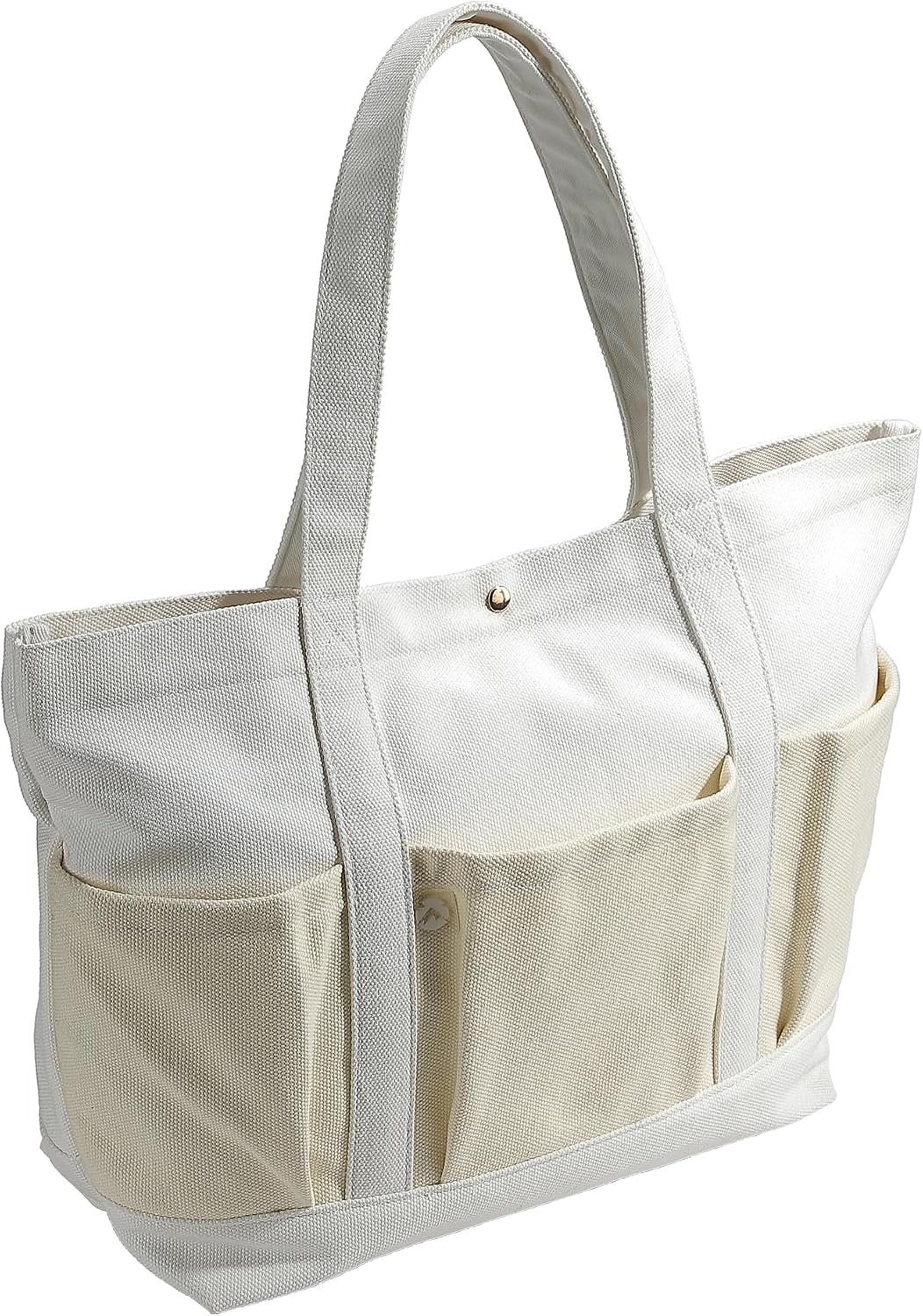 camping moon Large Canvas Tote Bag 7 Pockets Snap Closure B-191