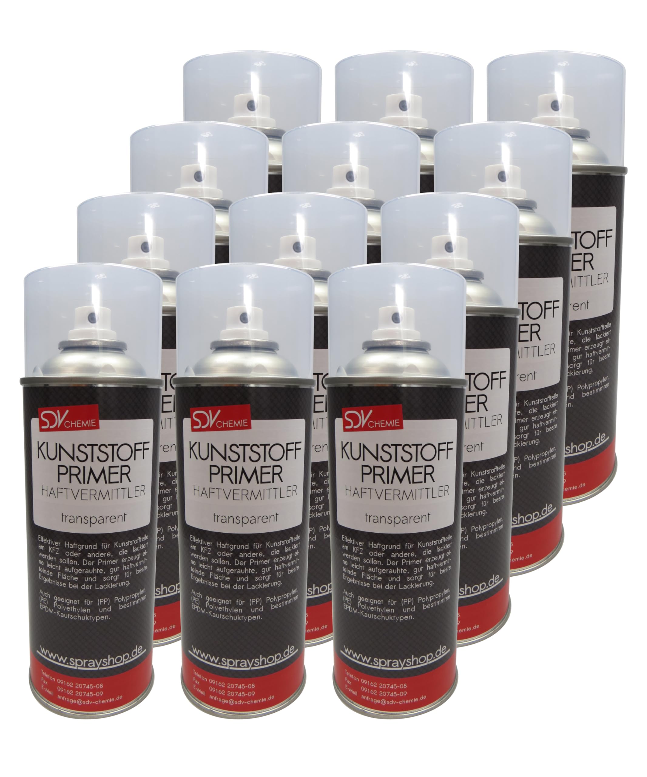 SDV Chemie Kunststoffprimer transparent 12x 400ml Haftgrund | Haftvermittler, Grundierung, Kunststoff, Plastic, Plastik