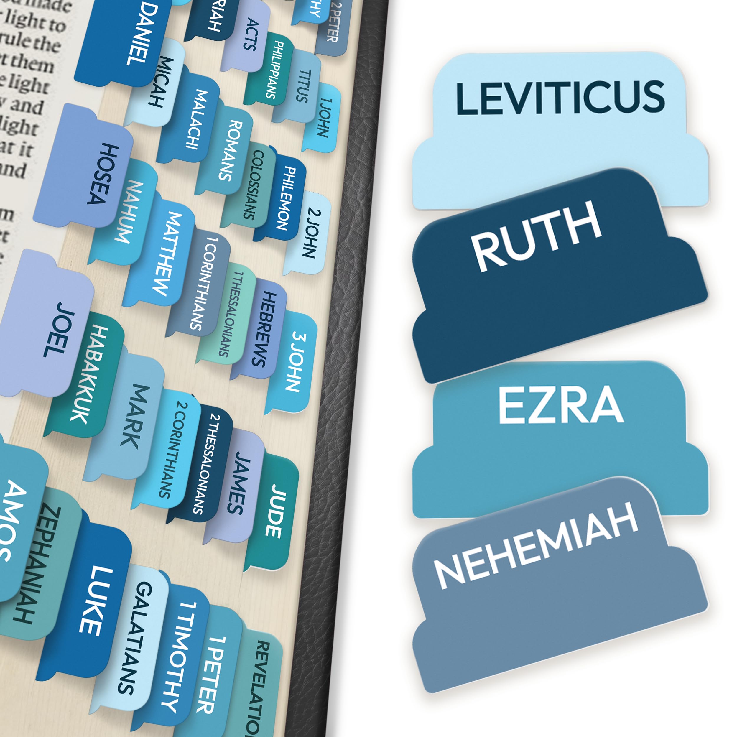 Only Zest Bible Tabs for Women, Men, Kids, 90 Large Print Bible Index Tabs for Study Bible, Laminated Easy-to-Read Label, Christian Gift for Church,