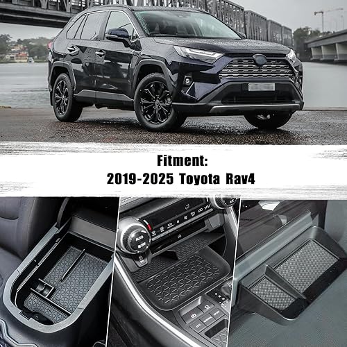 Miniatura 8 de Bandeja de almacenamiento de tablero de consola central compatible con Toyota RAV4 2019-2022 2023 2024 Material ABS Organizador de consola central