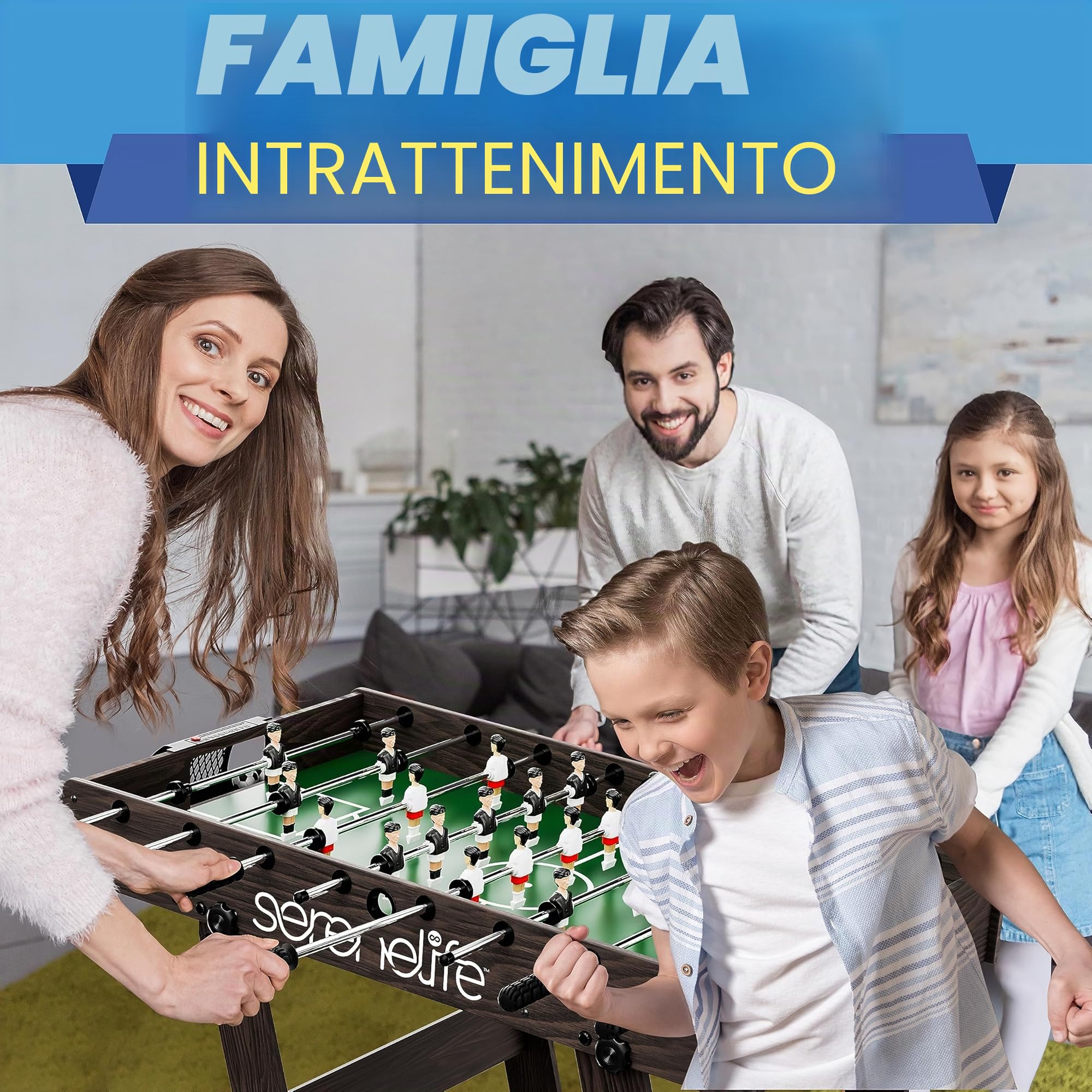 SereneLife Tavola da Calcio Balilla a Grandezza Naturale, Calcio con Palla Set per la Casa, Calcio Balilla Professionale, Design Moderno e Robusto.
