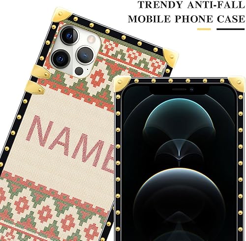 Miniatura 2 de DAIZAG Funda de teléfono a cuadros personalizada con nombre personalizado, a prueba de golpes, color dorado, compatible con iPhone 15, 14, 13, 12,