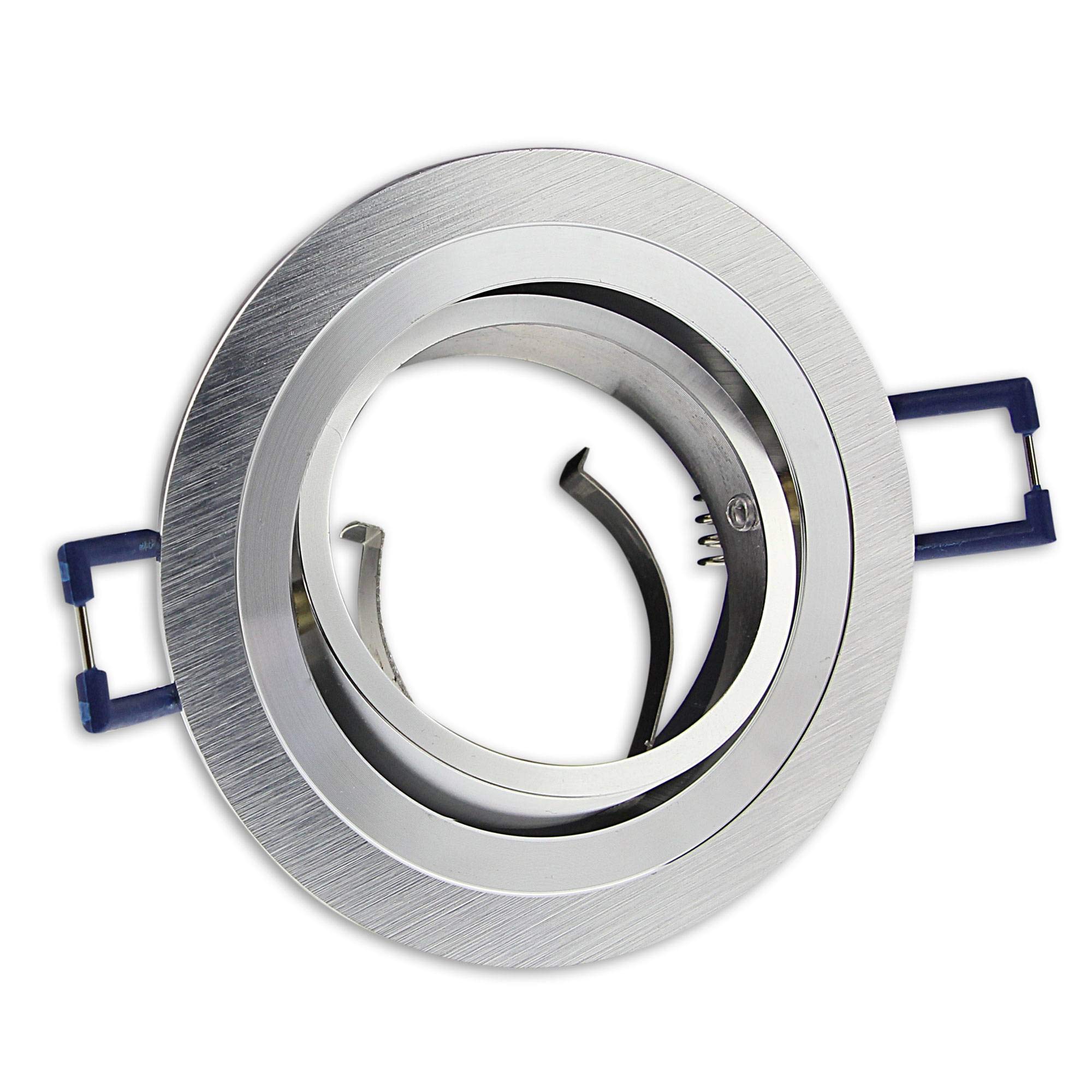 10x Foco empotrable LED redondo - cepillado de plata 7 vatios blanco frío 230V - empotrable GU10 - luz giratoria Ø70-75mm agujero de perforación - montaje - techos de focos - focos