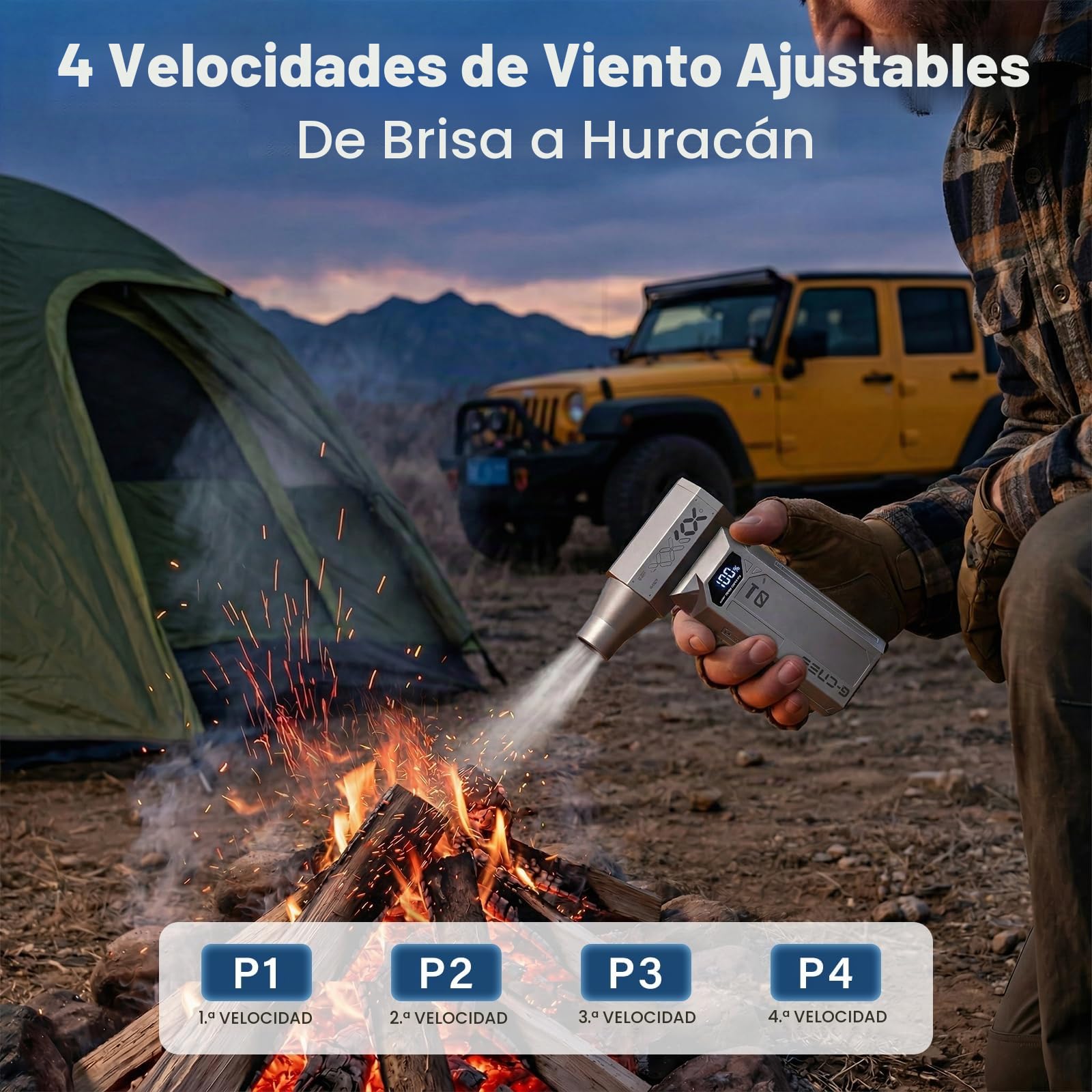 Soplador de Aire Comprimido PC, Soplador de Polvo Inalámbrico Portátil Recargable con luz, Air Duster Eléctrico 4 Velocidades para PC, Hogar, Coche y Exterior con 4 Boquillas (Plateado Gris)