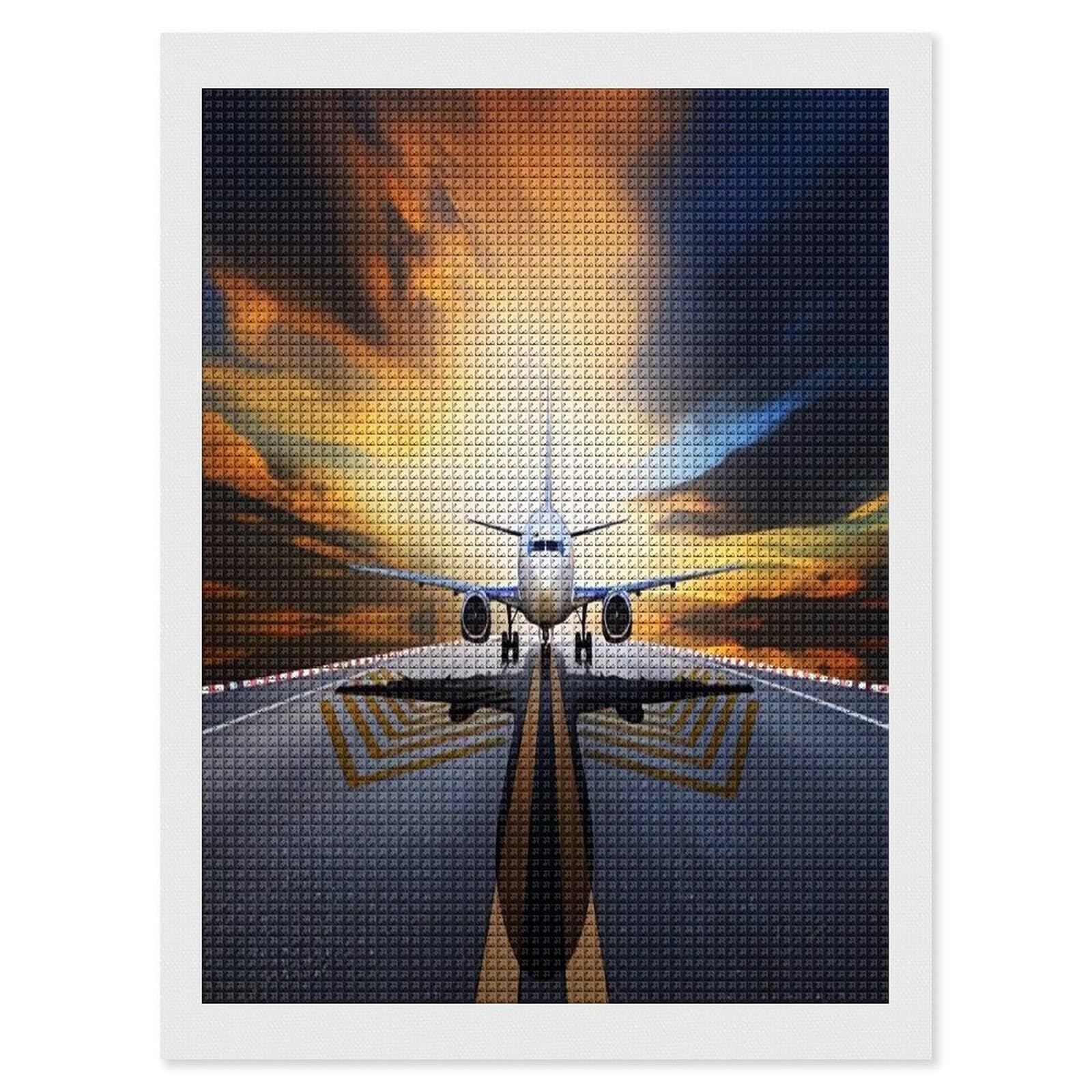 FodPand Backpack Airplane Diamond Painting Kit for Beginner Fun 5D DIY Crafts for Adults Diamond Art Kits Square Diamond Art Canvas Painting Gem Art Crafts for Home Wall Decor 12"x16"