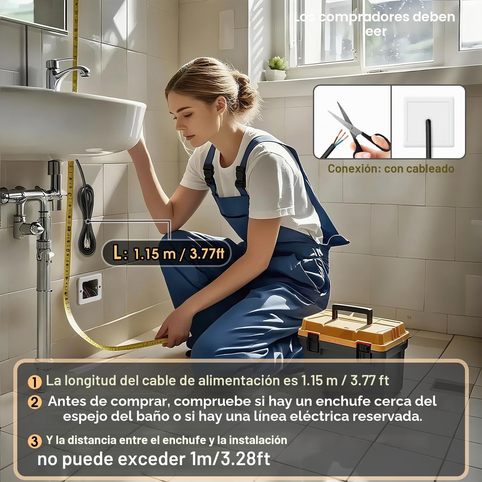 Espejo de baño LED para fregadero, espejo eléctrico redondo de 50 cm con luces retroiluminadas para afeitarse la ducha, montaje en pared sin niebla, iluminación regulable de 3 colores, IP54