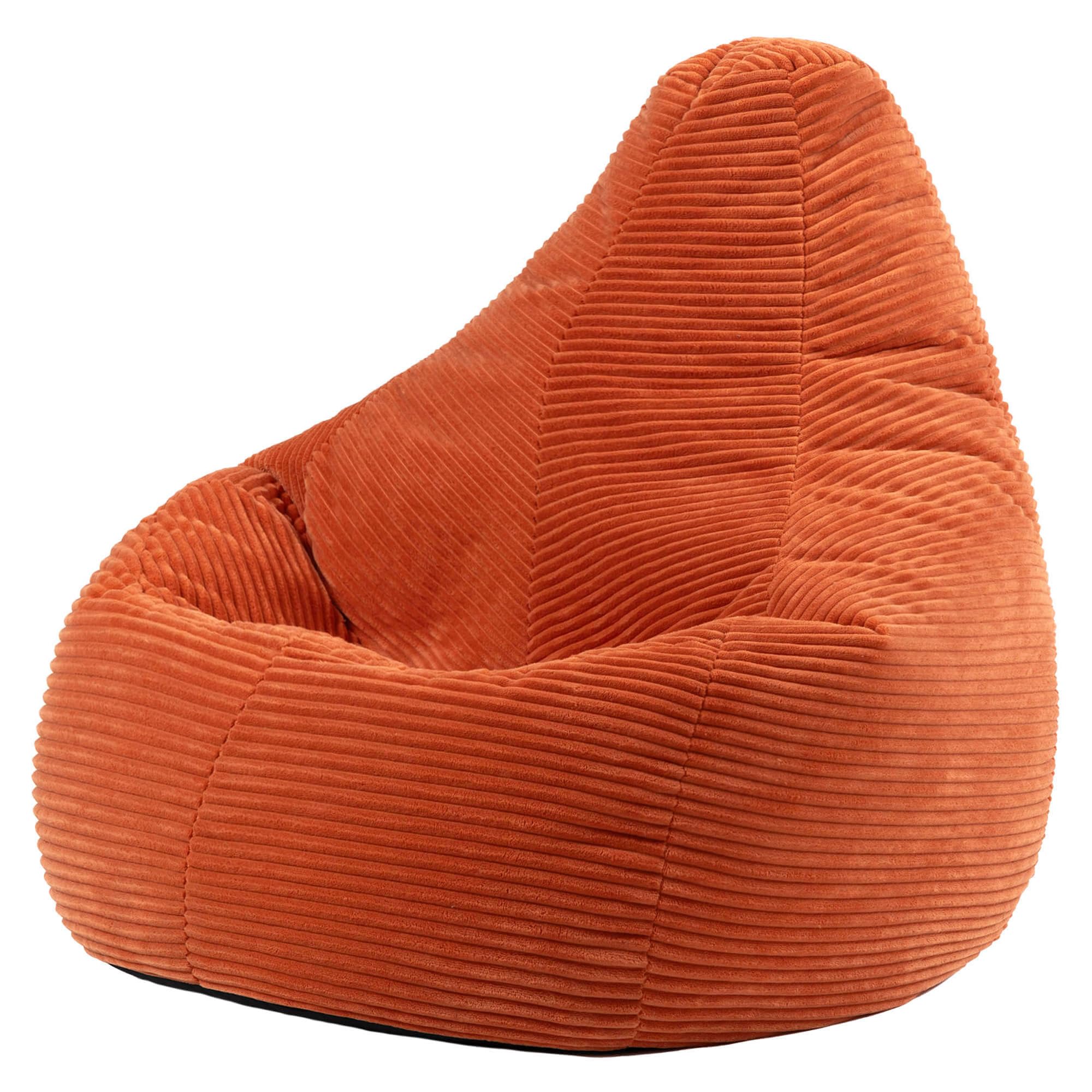 Icon Dalton Sitzsack Cord, Orange, Gaming Sitzsack Erwachsene mit Füllung, Bean Bag, Cord Sessel, Lounge Sessel, Lounge Stuhl, Schlafzimmer, Wohnzimmer, Wohnzimmer Möbel