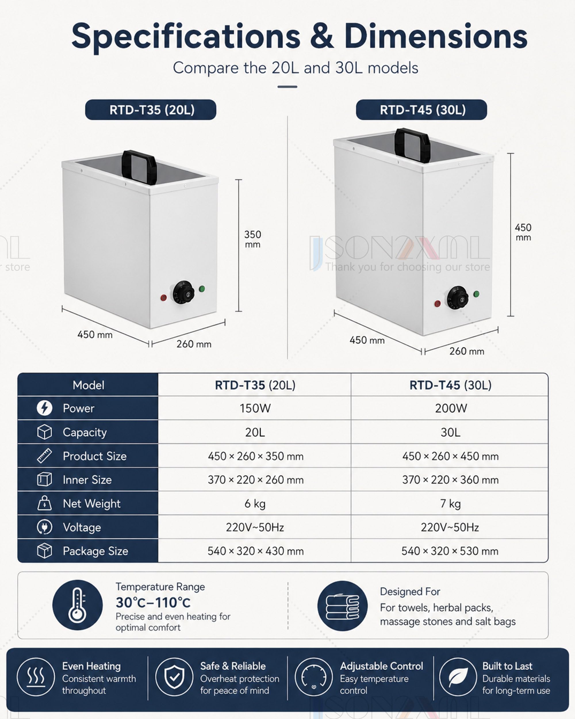 Calentador de Toallas SPA 30-110°C con Estante Inoxidable para Salón White-20L