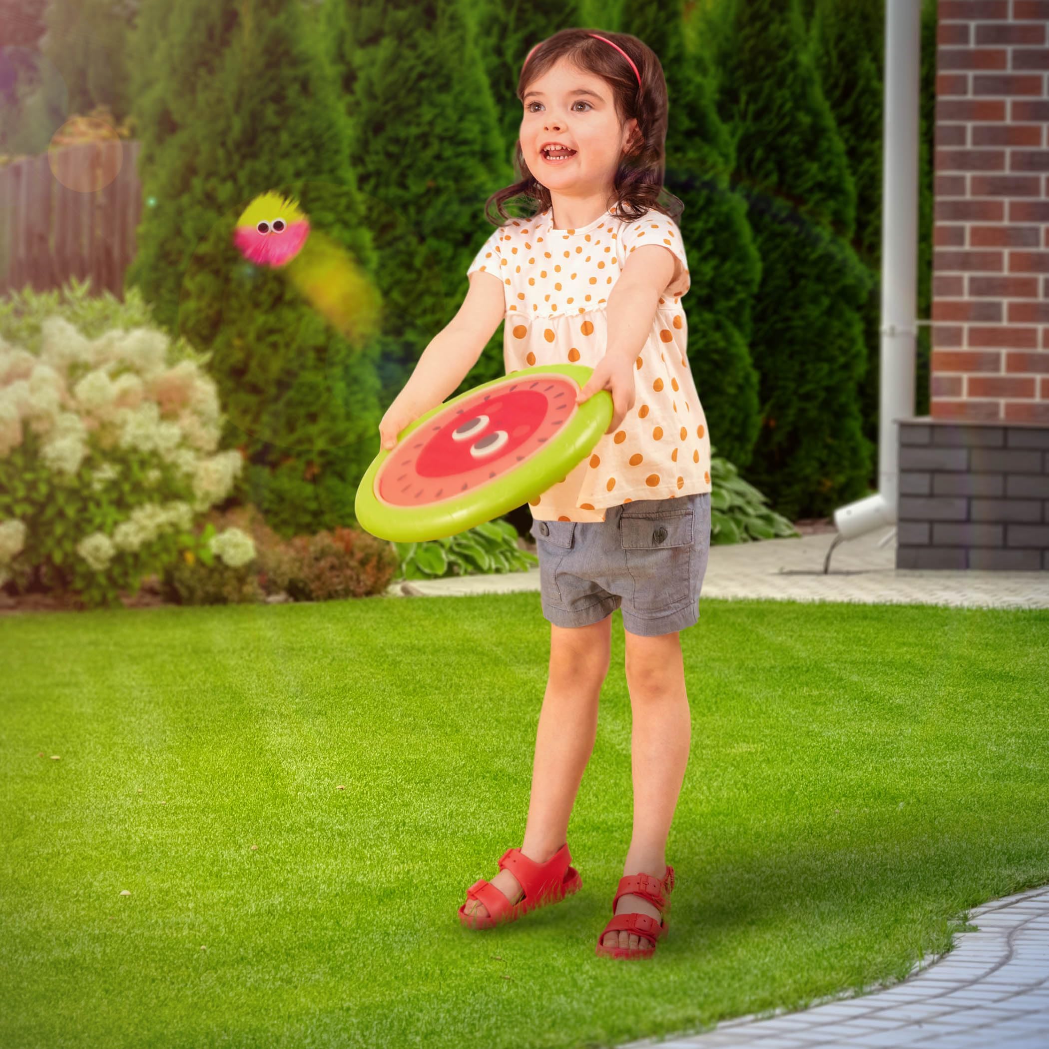 B. toys B.- Paddle Ball Game - zestaw do trampoliny ręcznej - Poppin' Paddles, 2 odbijające się krążki i 2 piłki, Catch & Toss gry sportowe dla dzieci - 3 lata +, Small, BX1916Z