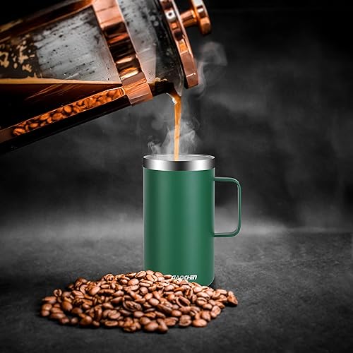 Miniatura 3 de KXIAOCHEN Taza de café aislada de 20 onzas con tapa, taza de café de acero inoxidable, vaso de café al vacío de doble pared con asa, taza de café