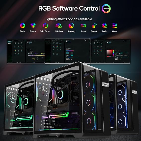 Curved Pannel AI-Optimized Gaming PC - AMD Ryzen 5 9600X 6-Core 3.9 GHz - RTX 5070 Ti 16G DLSS 4-32GB DDR5-1TB PCIe SSD-Windows 11, Desktop - Black