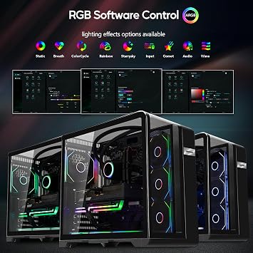 Curved Pannel AI-Optimized Gaming PC - AMD Ryzen 5 9600X 6-Core 3.9 GHz - RTX 5070 Ti 16G DLSS 4-32GB DDR5-1TB PCIe SSD-Windows 11, Desktop - Black
