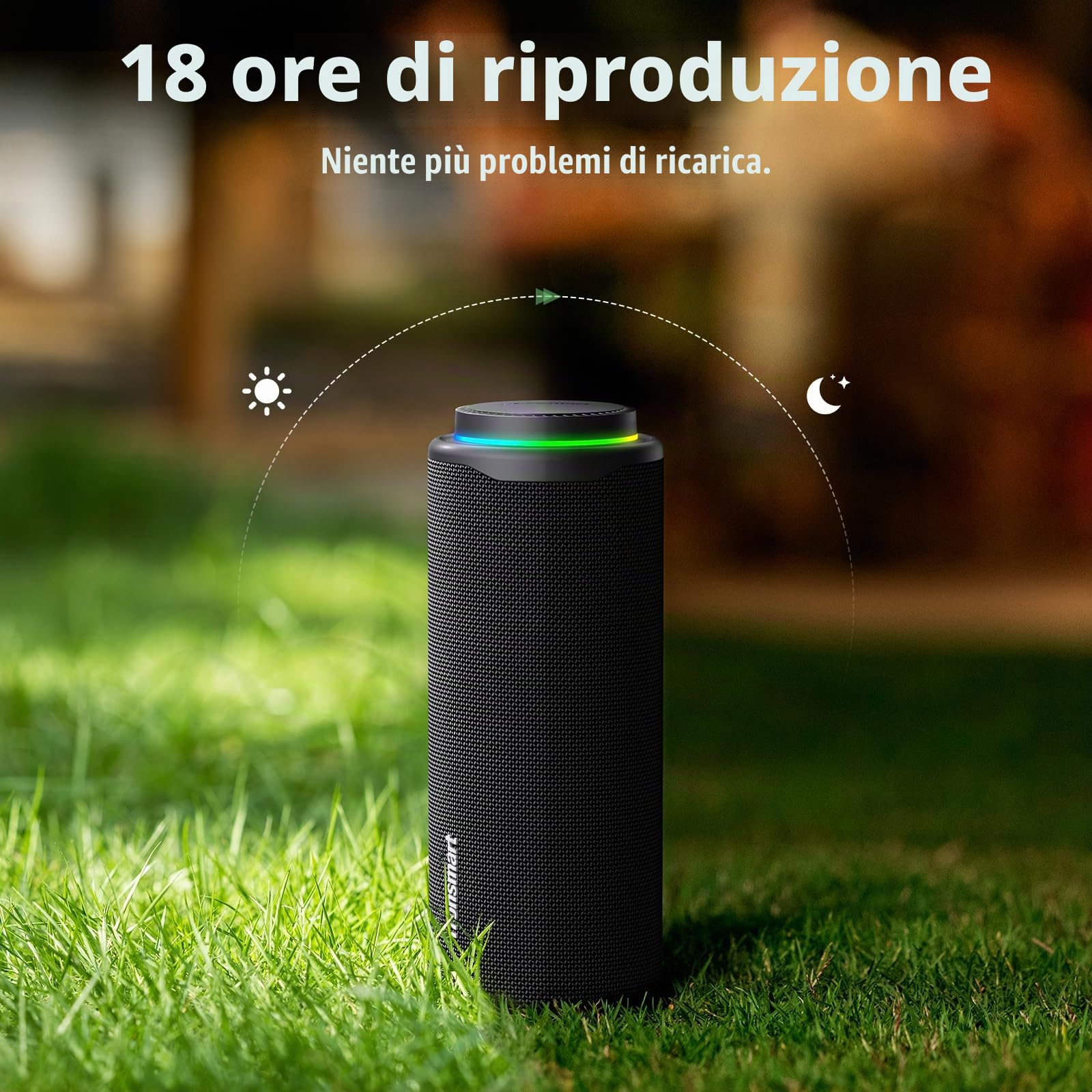 Tronsmart T8 Altoparlante Bluetooth portatile per esterni, suono più potente e nitido da 40 W, suono a 360°, audio a 2.1 canali, IPX7, personalizzate audio e luci, cordino portatile (grigio)